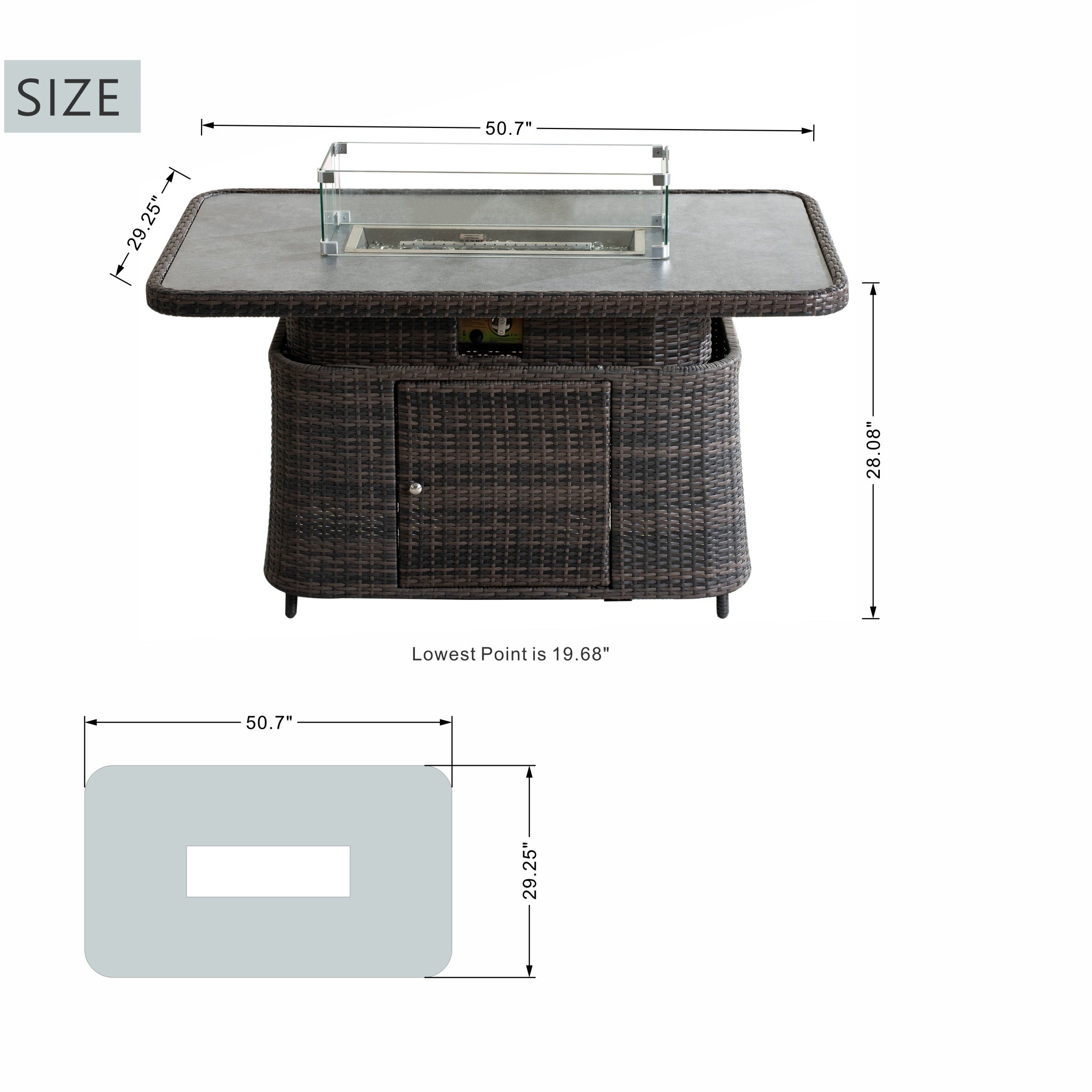 Aluminum Adjustable Fire Pit Table with Tempered Glass Top (PAG-2403RT)