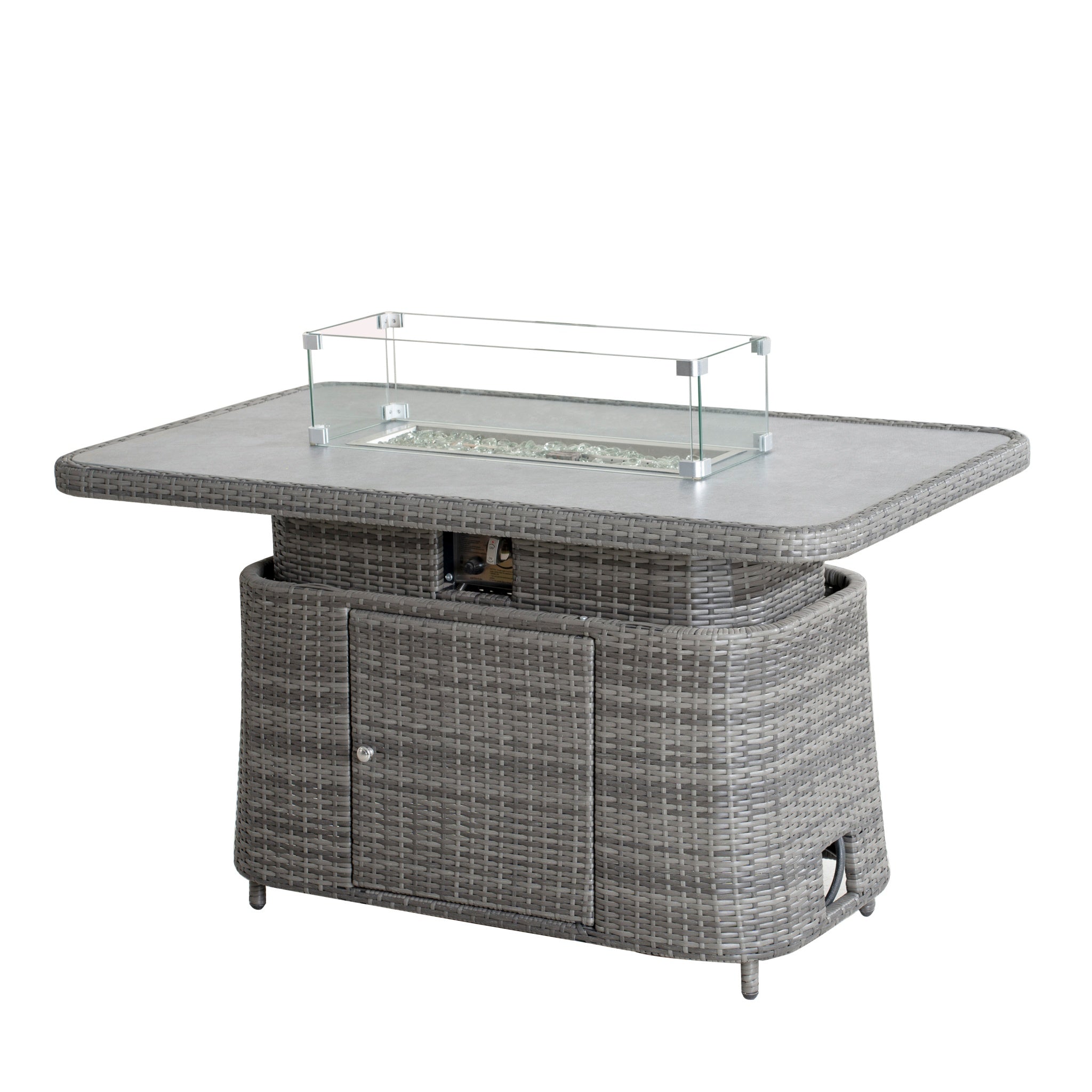 Aluminum Adjustable Fire Pit Table with Tempered Glass Top (PAG-2403RT)