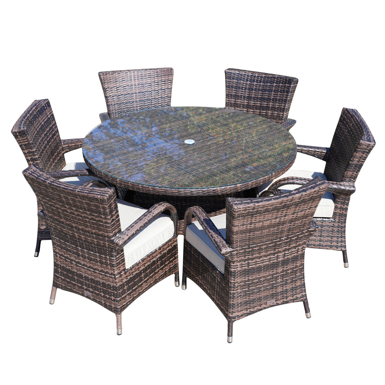 Hampton 6-Seat Outdoor Dining Set - Round Dining Table ( PAD-1122)