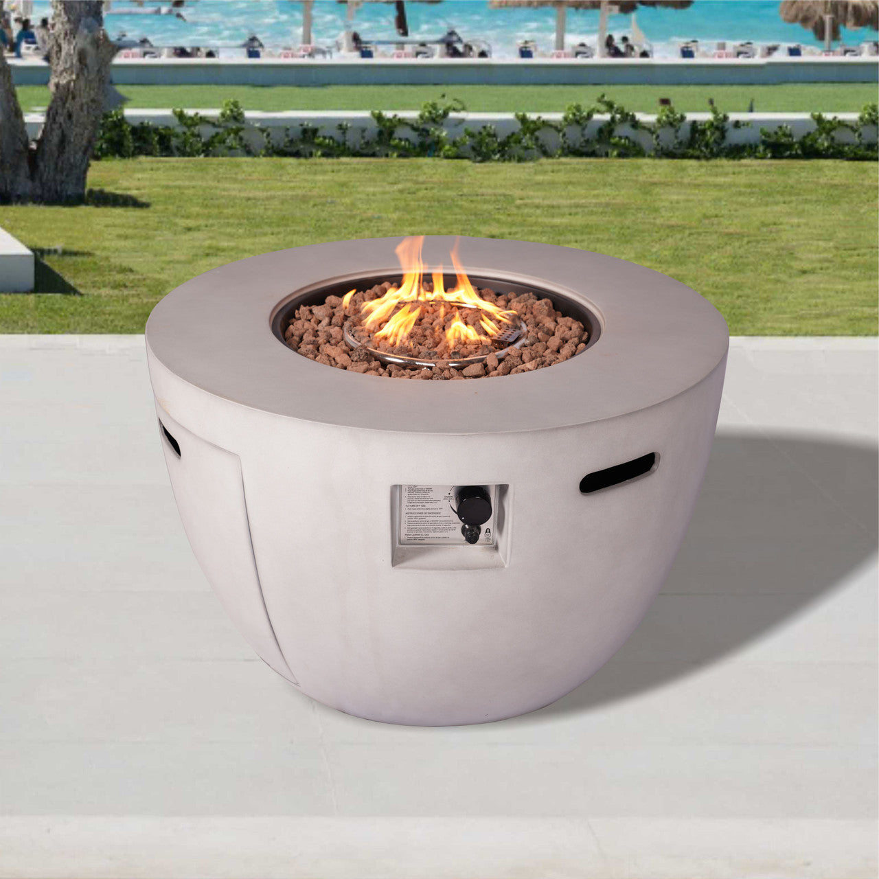 Round Terrafab composite stove table