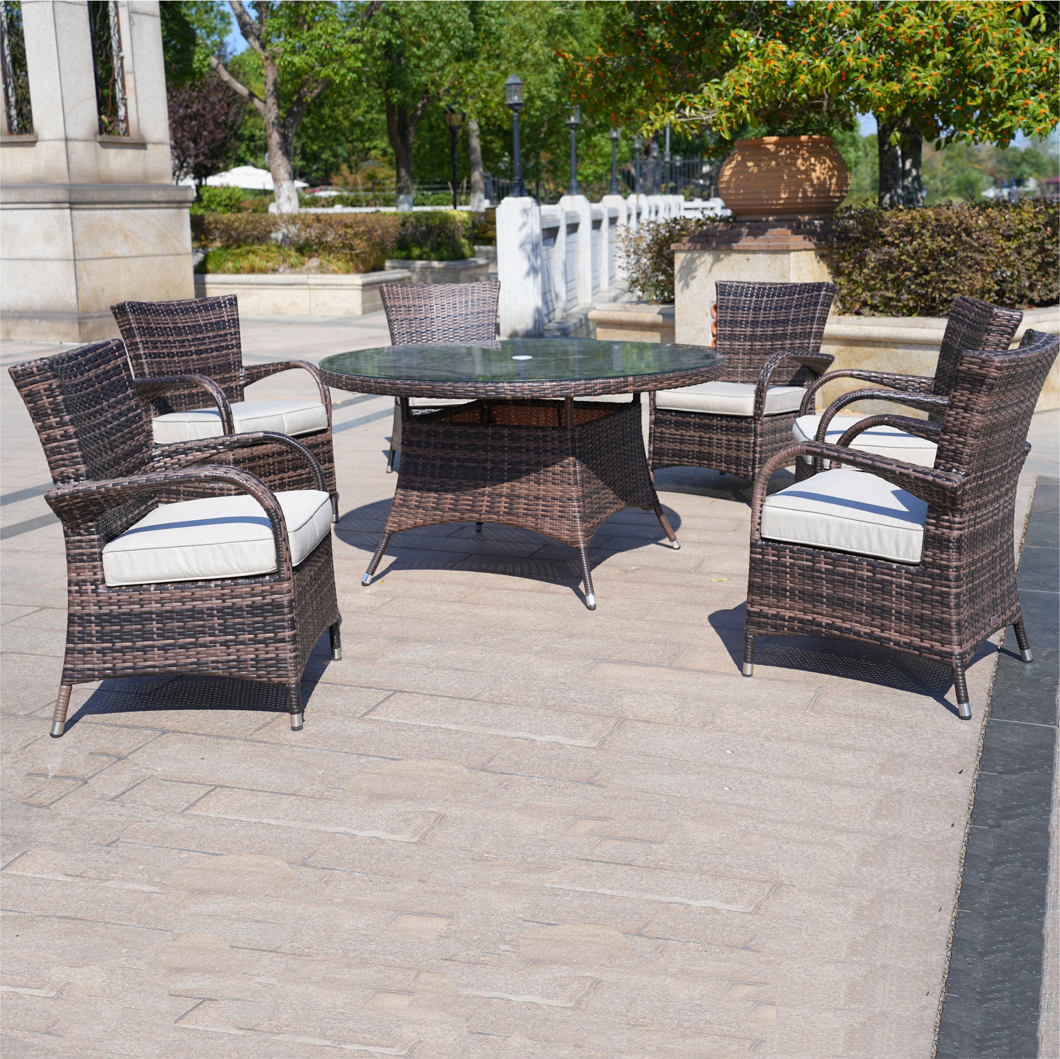 Hampton 6-Seat Outdoor Dining Set - Round Dining Table ( PAD-1122)