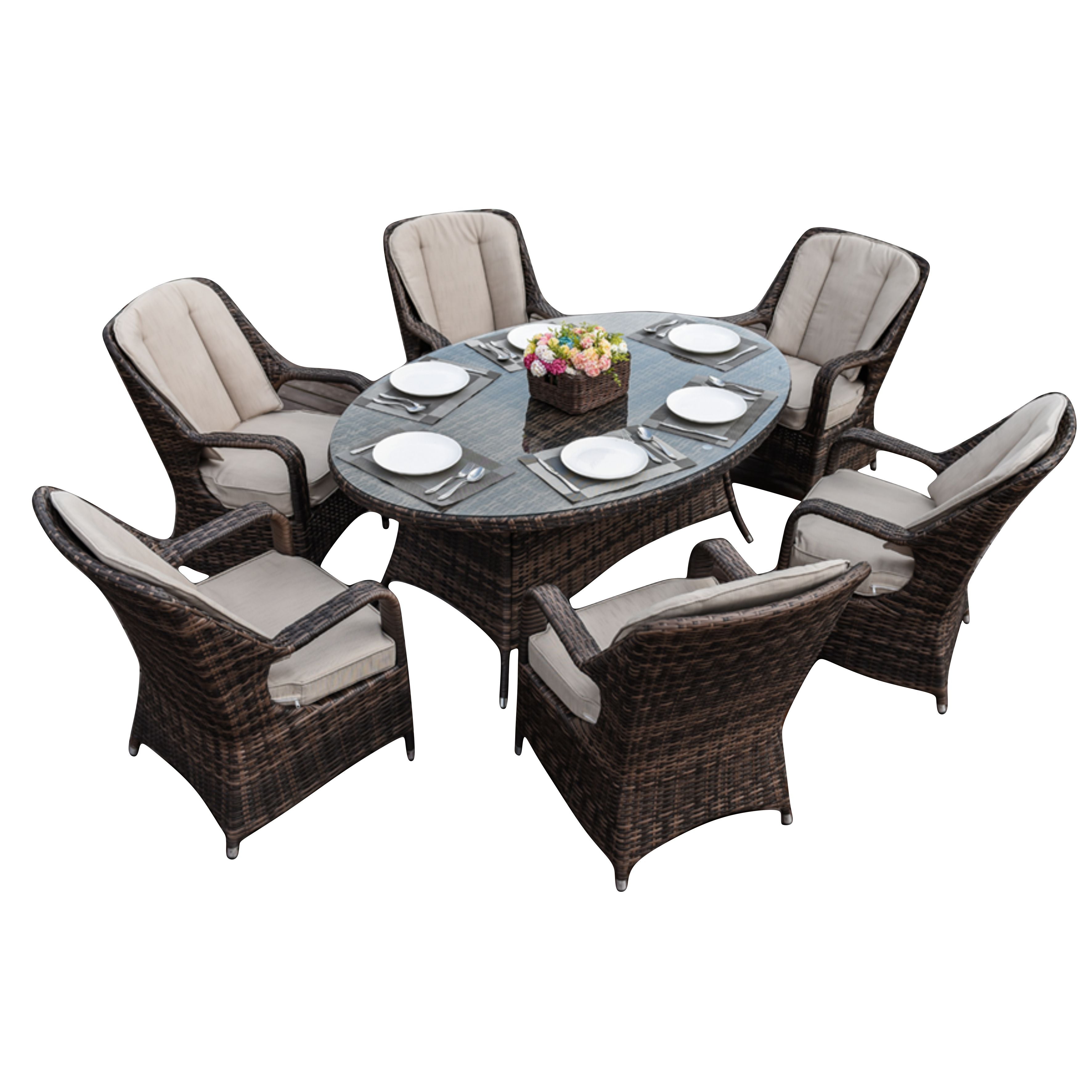 Parma 6-Seat Outdoor Dining Set – Oval Dining Table (PAD-1713)