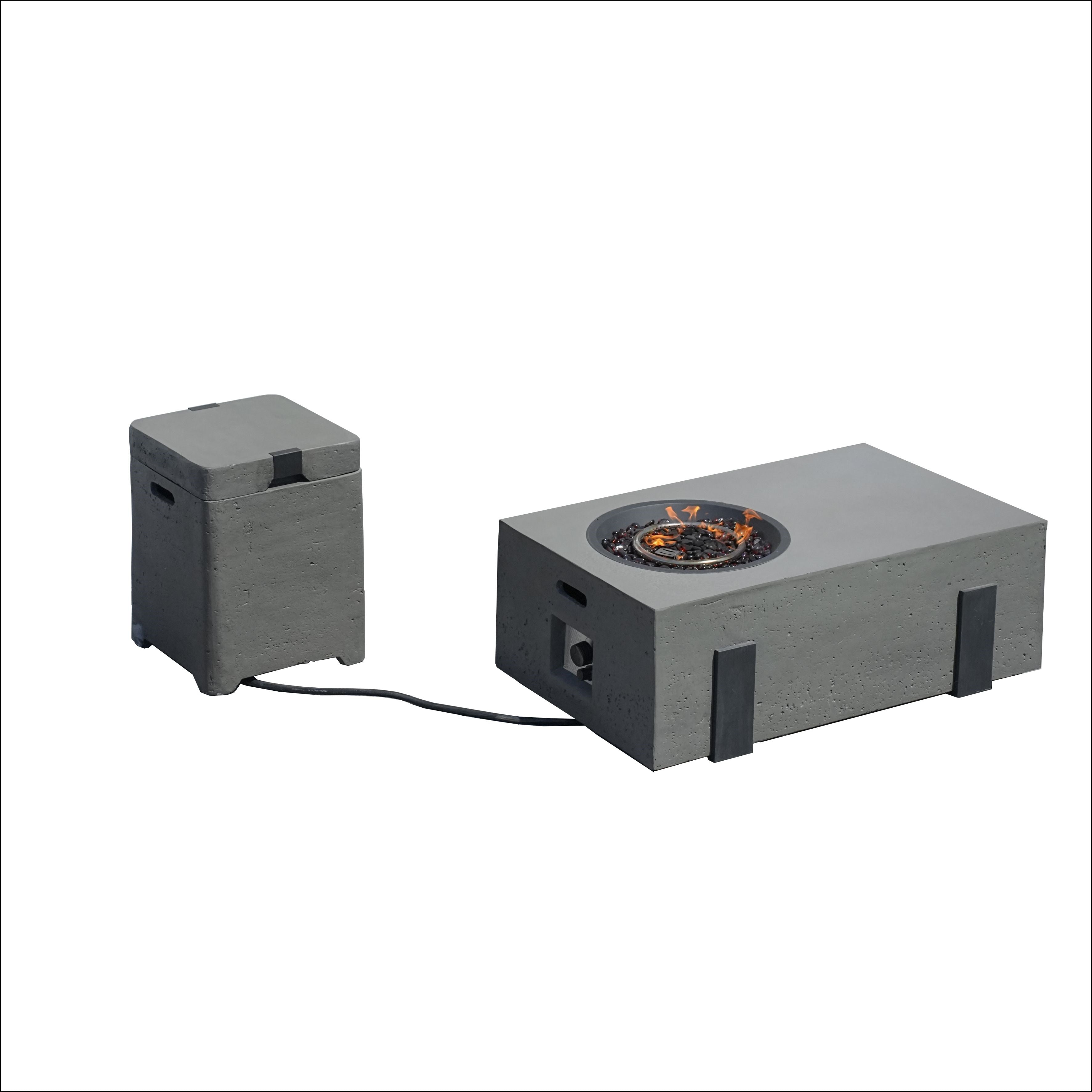 Firepit Table Set with Stainless Steel Ice Bucket & Gas Tank Side Table PAG-2355