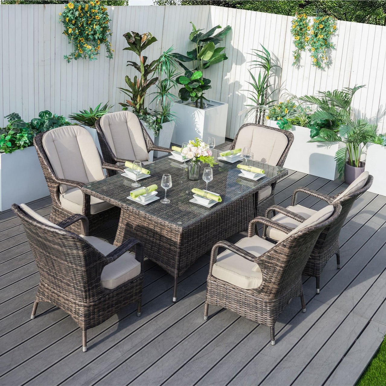 Parma 6-Seat Outdoor Dining Set - Rectangular Dining Table (PAD-1712)