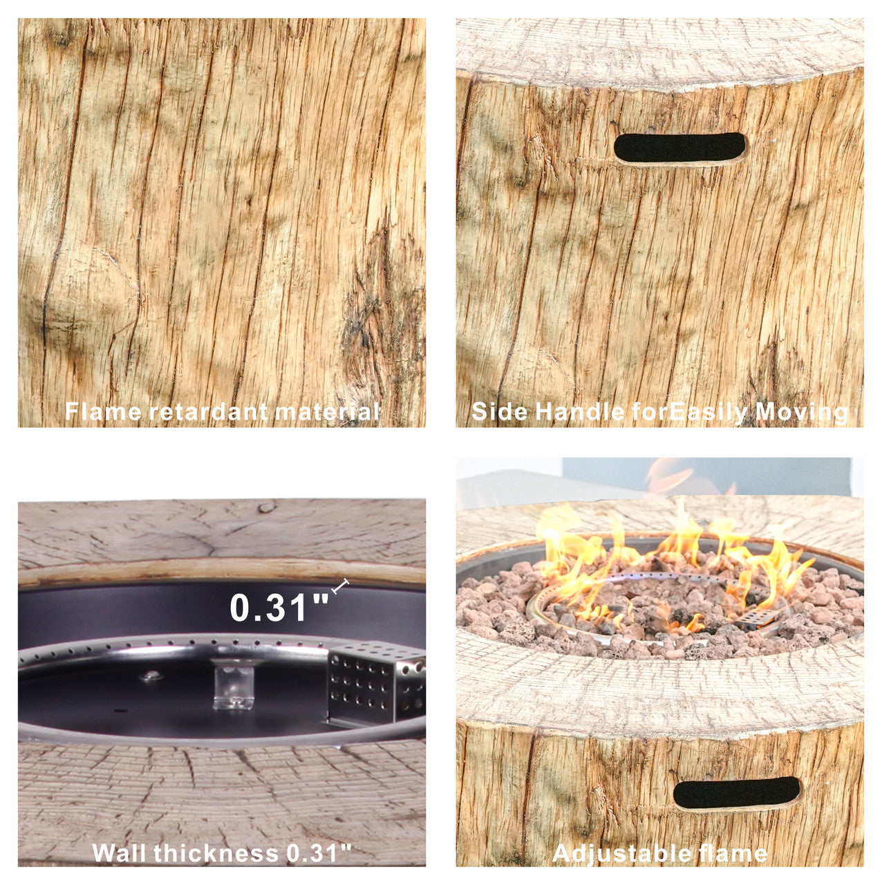 TerraFlame Round Faux Wood Fire Pit Table for Outdoor Use (PAG-2180)