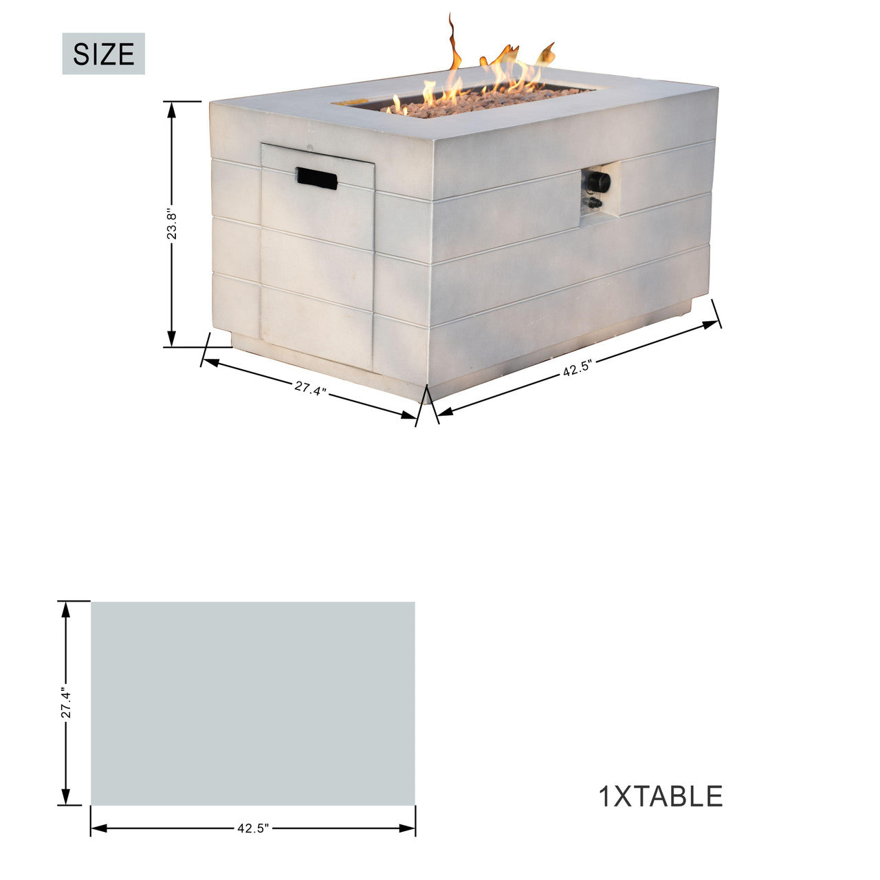 Stove table:L42.5"*W27.4*H23.8"