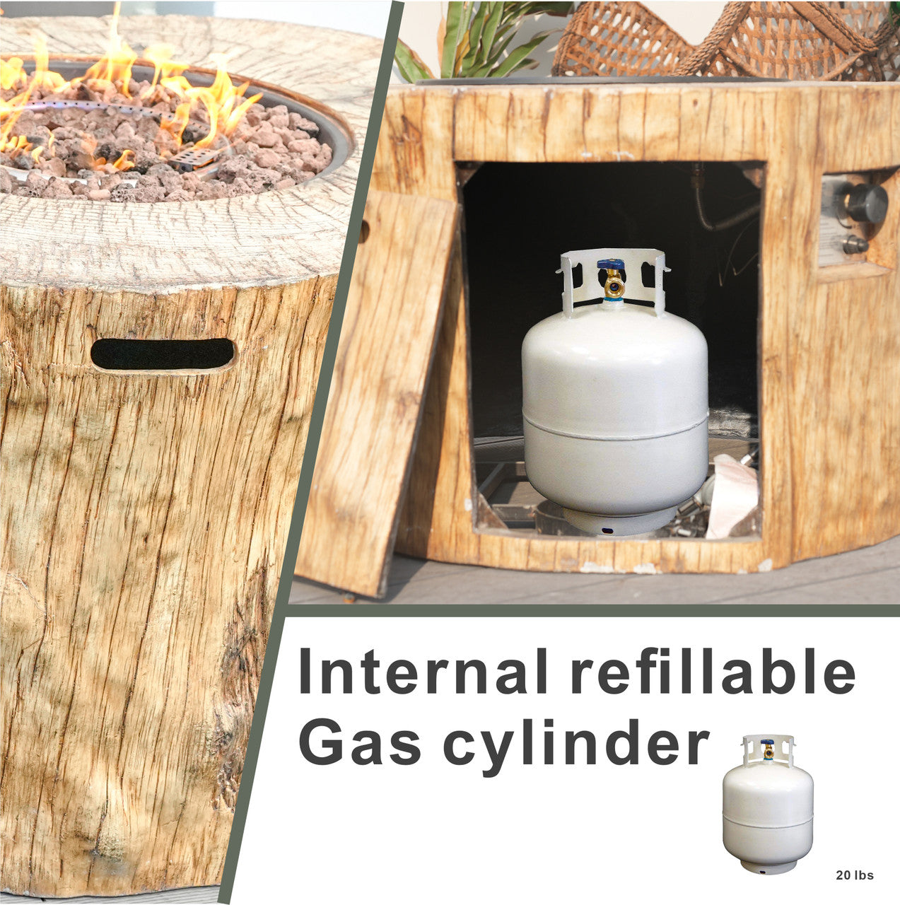 TerraFlame Round Faux Wood Fire Pit Table for Outdoor Use (PAG-2180)