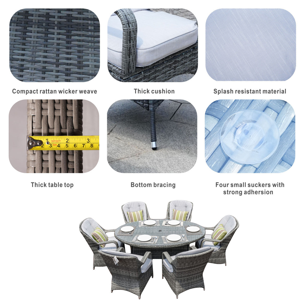 Parma 6-Seat Outdoor Dining Set – Oval Dining Table (PAD-1713)