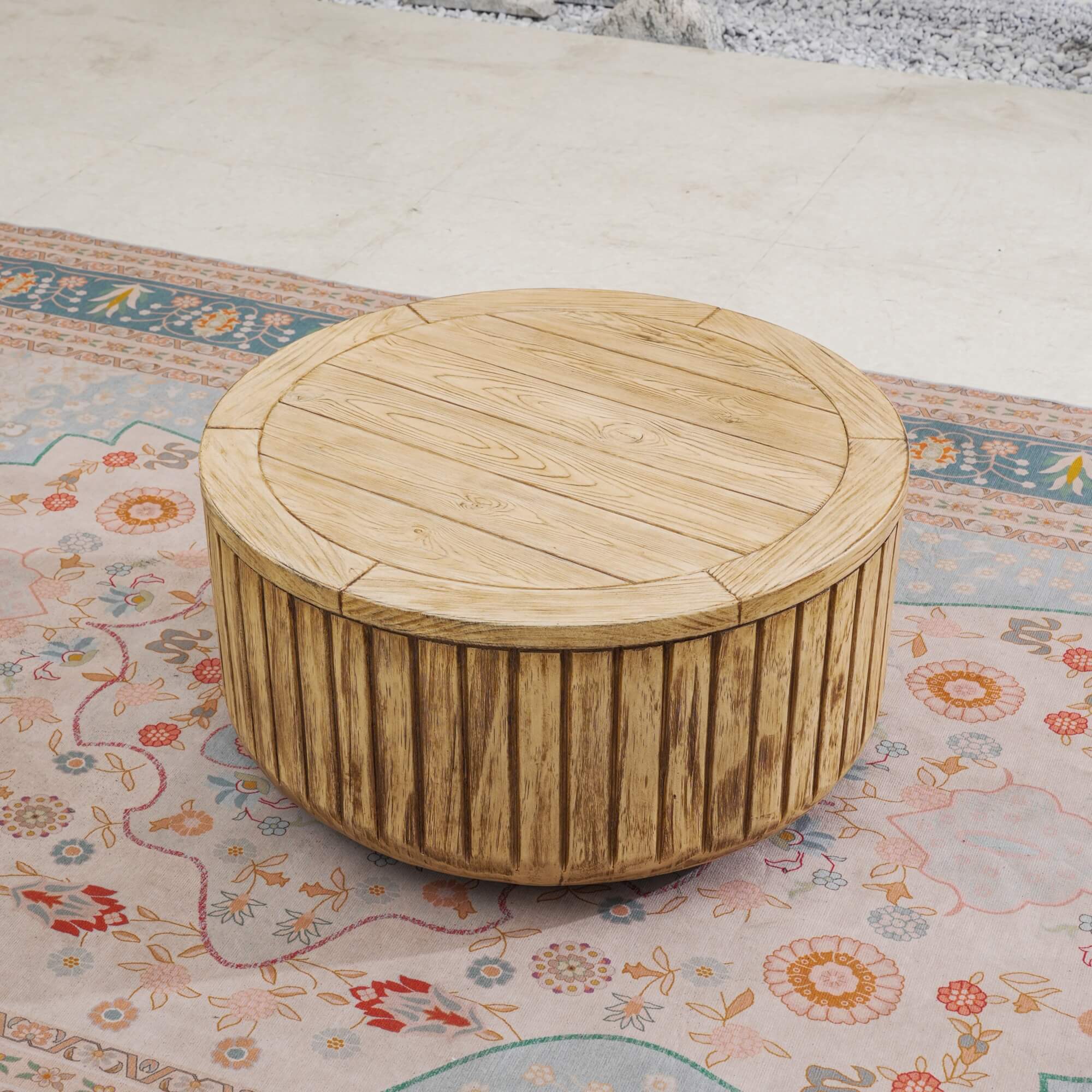 Brown Round Coffee Table – Terrafab Composite Material with Iron Frame(PAD-24926TA)