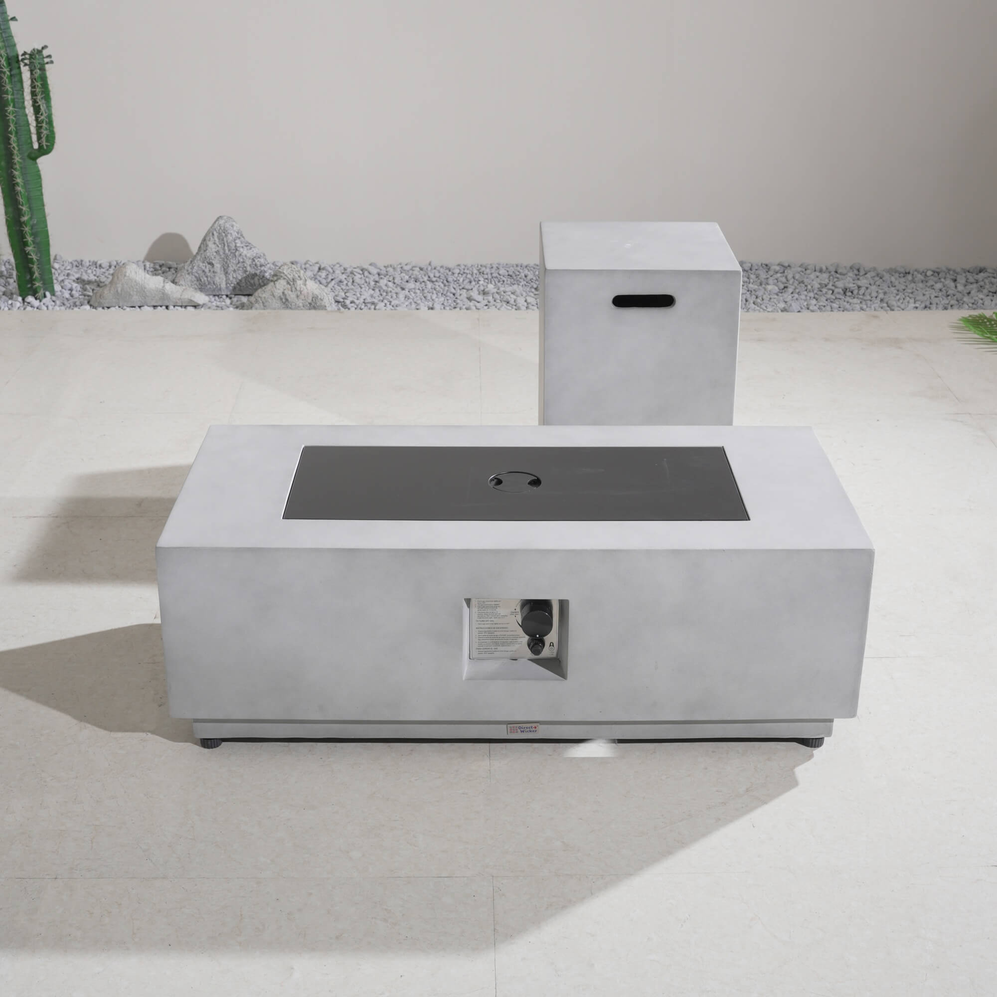 Rectangular Fire Pit Table with Propane Tank Side Table