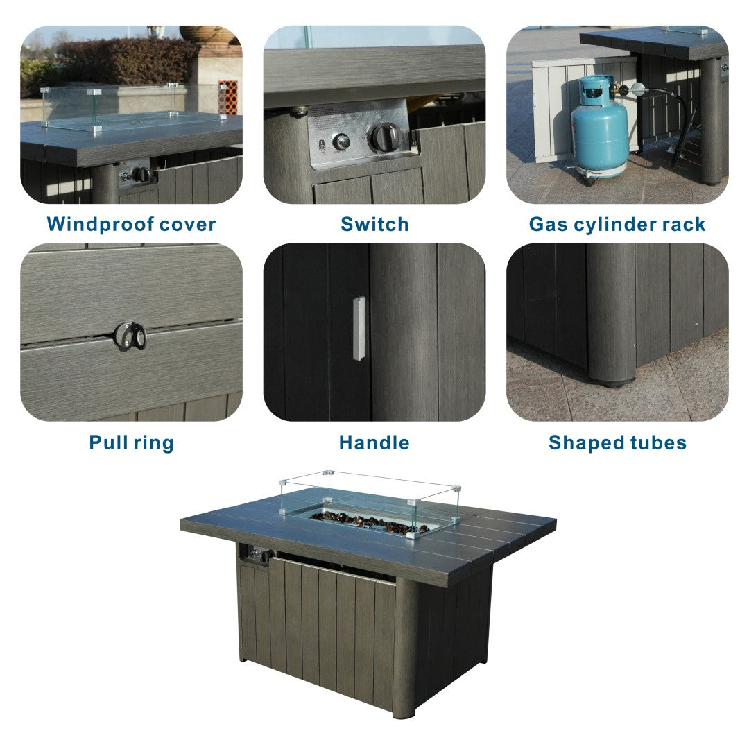 Aluminum Tube Rectangular Firepit Table PAG-2334TA