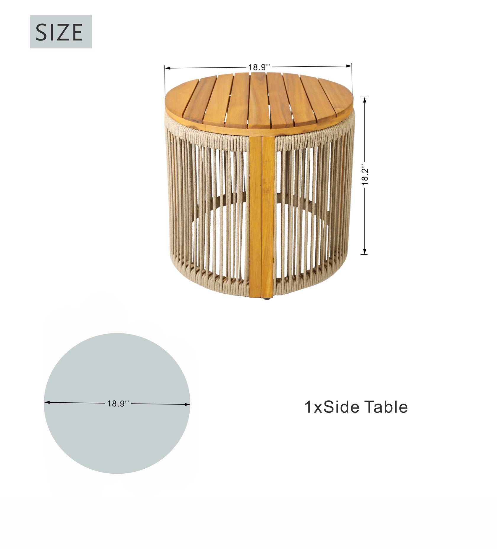 Rebel Wood Folding Lounge and Side Table with Woven Rope Design (PAL-2518)