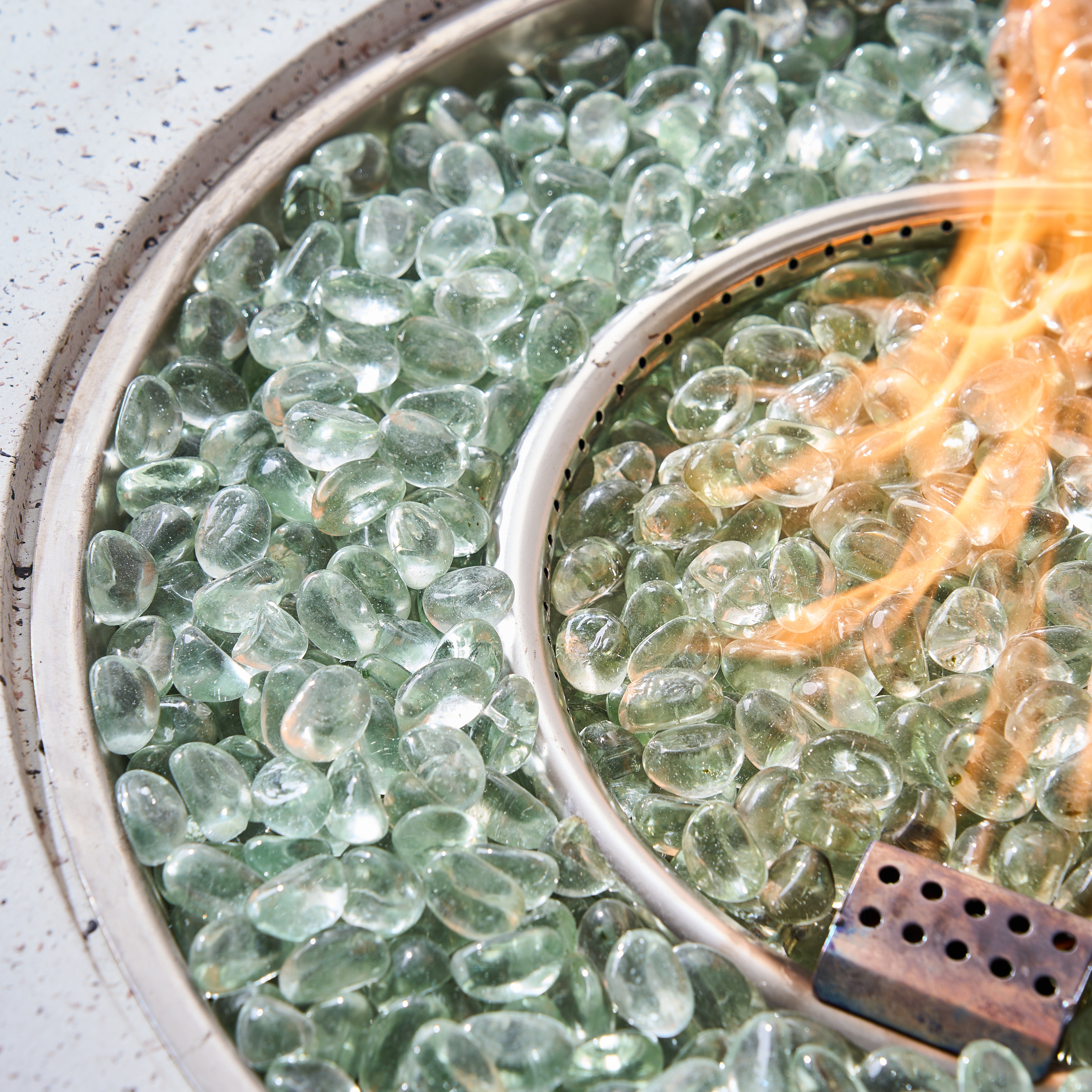 Magnesium Oxide 31" Square Fire Pit Table with Stainless Steel Burner & Glass Beads