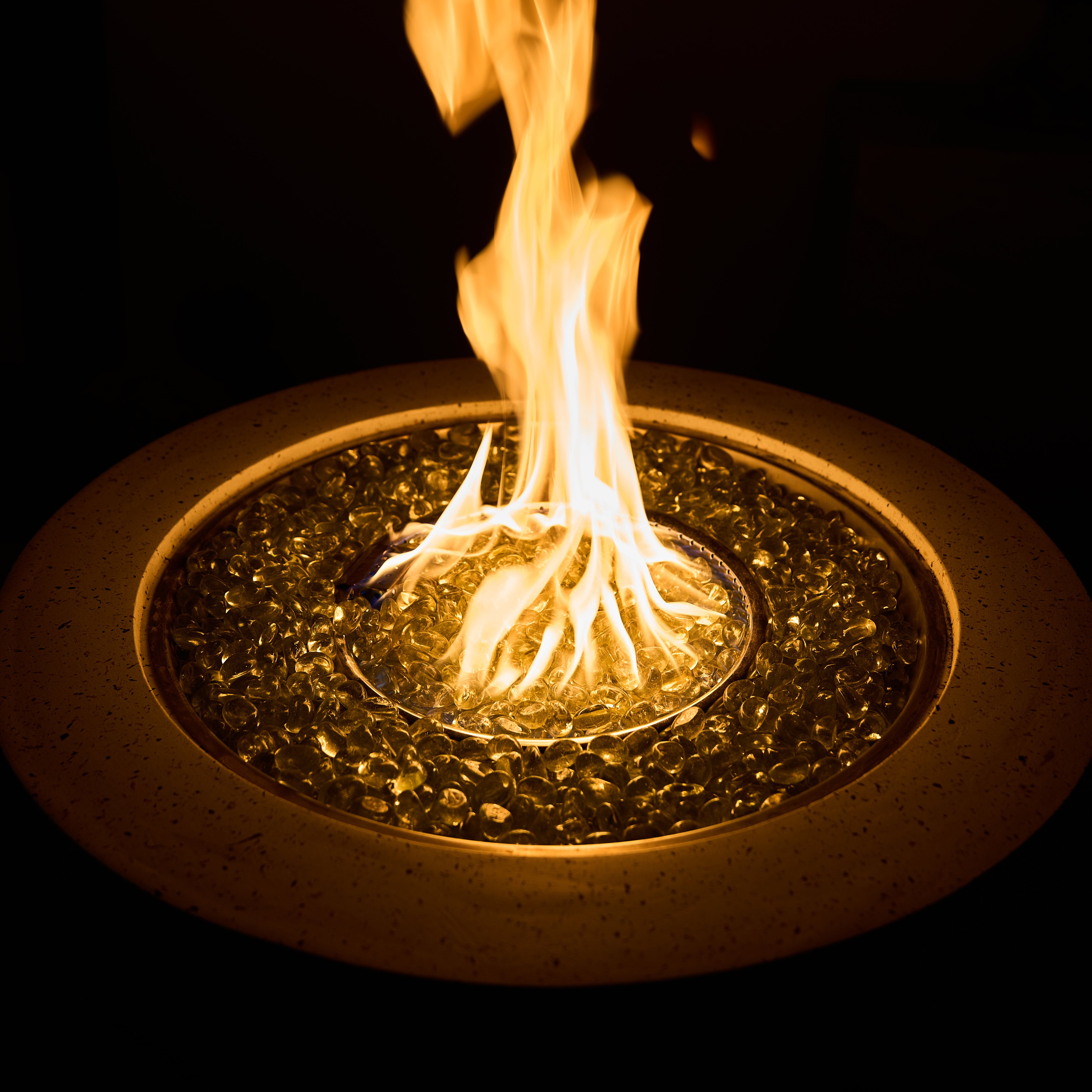 Magnesium Oxide 31" Square Fire Pit Table with Stainless Steel Burner & Glass Beads