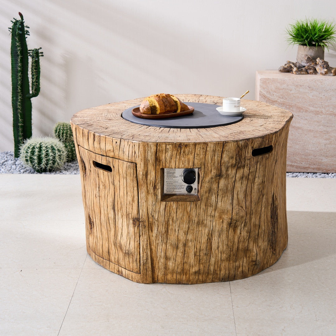 TerraFlame Round Faux Wood Fire Pit Table for Outdoor Use (PAG-2180)