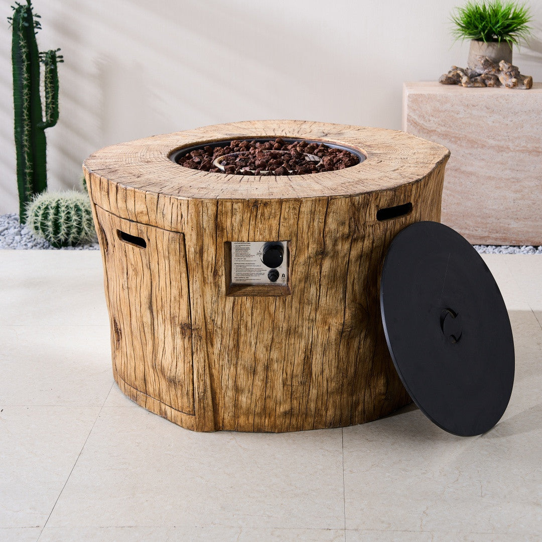 TerraFlame Round Faux Wood Fire Pit Table for Outdoor Use (PAG-2180)