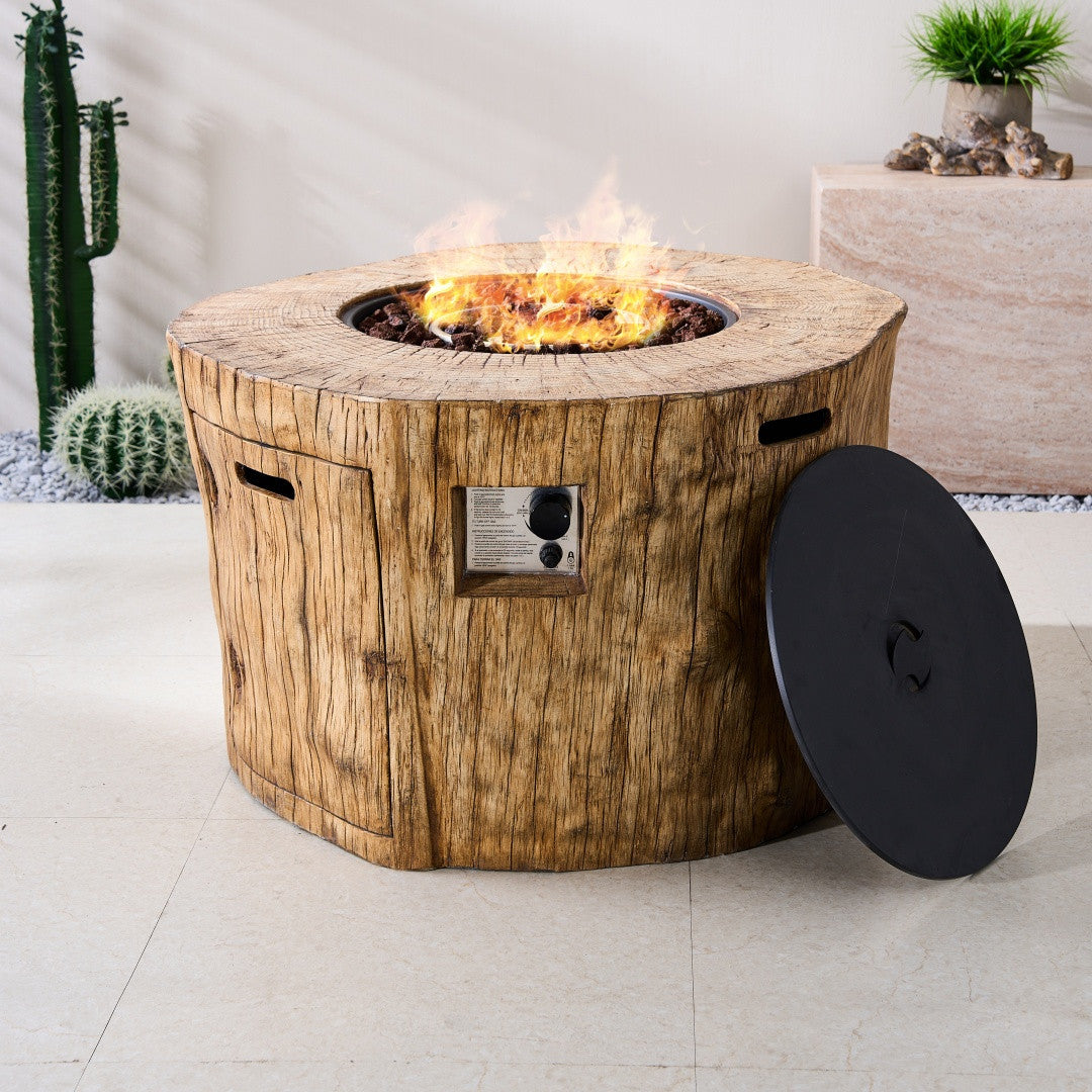 TerraFlame Round Faux Wood Fire Pit Table for Outdoor Use (PAG-2180)