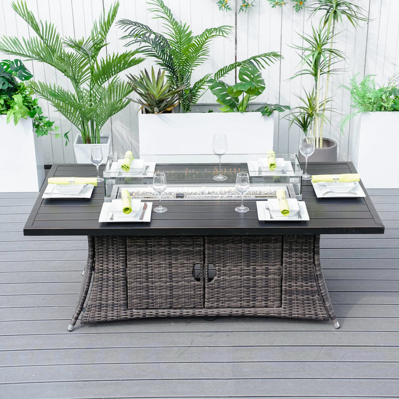 6-Seat Rectangle Fire Pit Table with Aluminum Top (PAG-1106RA-T)