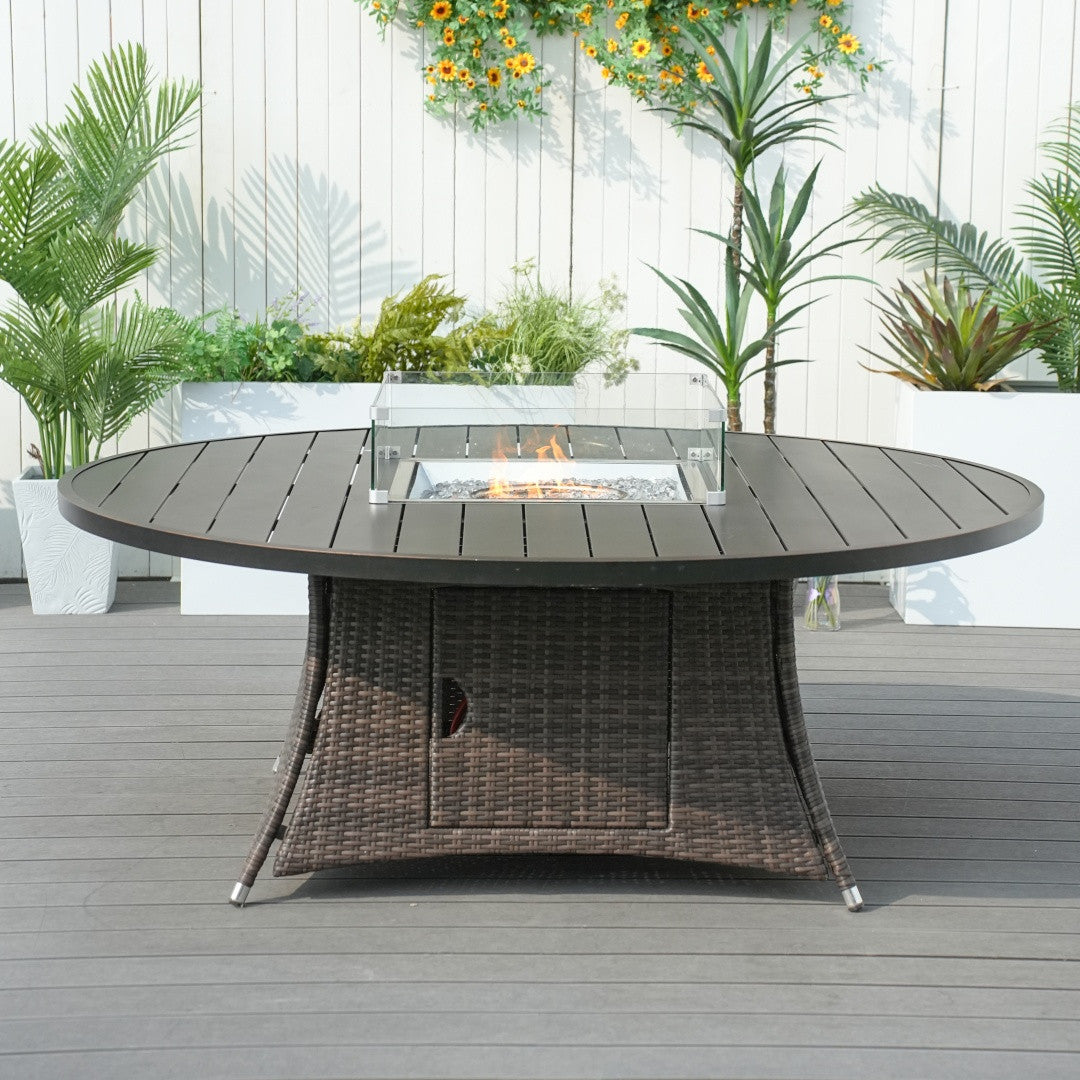 8-Seat Round Fire Pit Table with Aluminum Top (PAG-1108A-T)