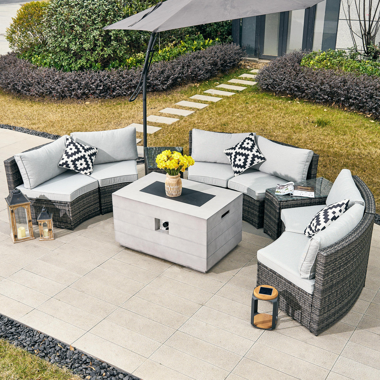 Modern rustic outdoor style.