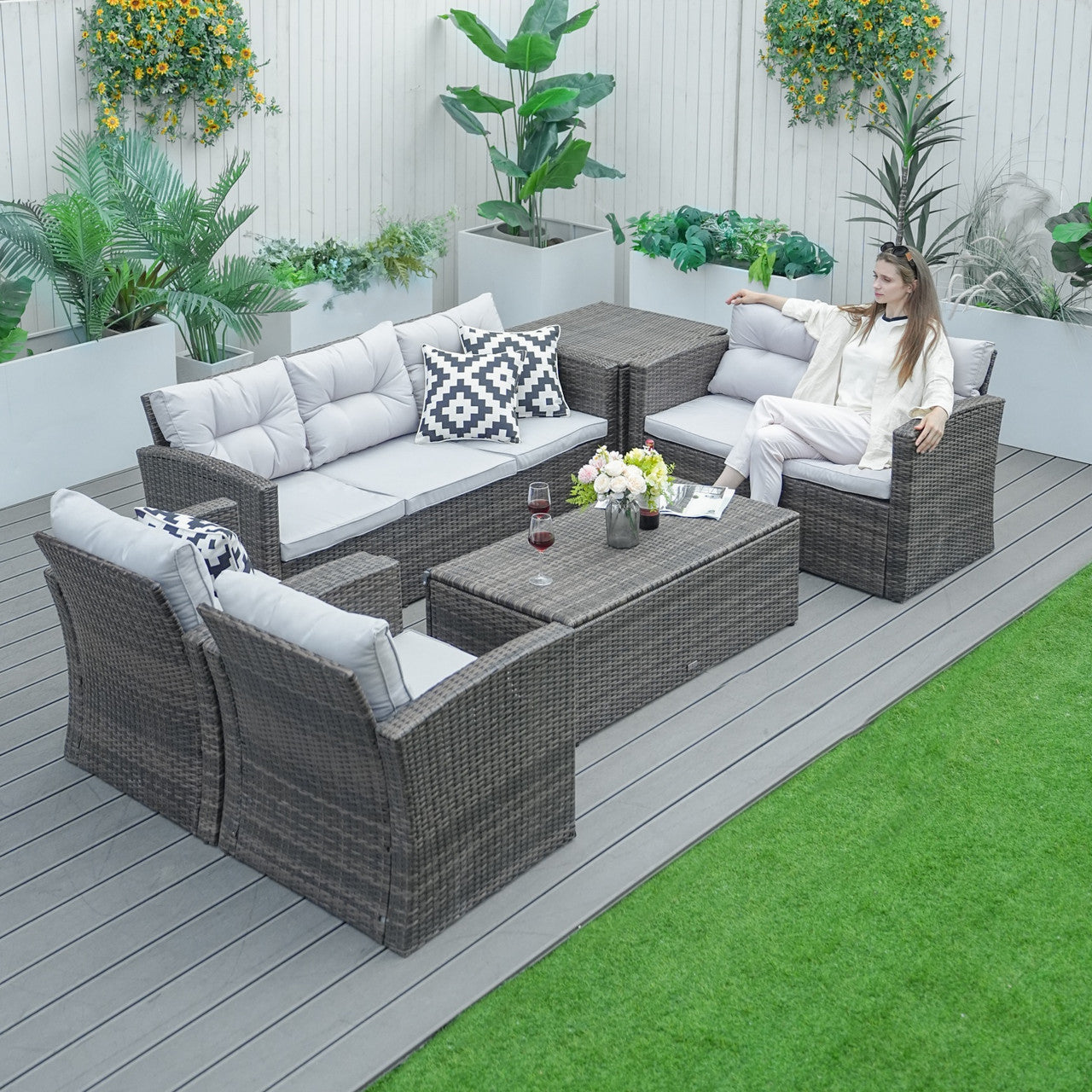 Direct Wicker Multi-functional Patio Conversation Set