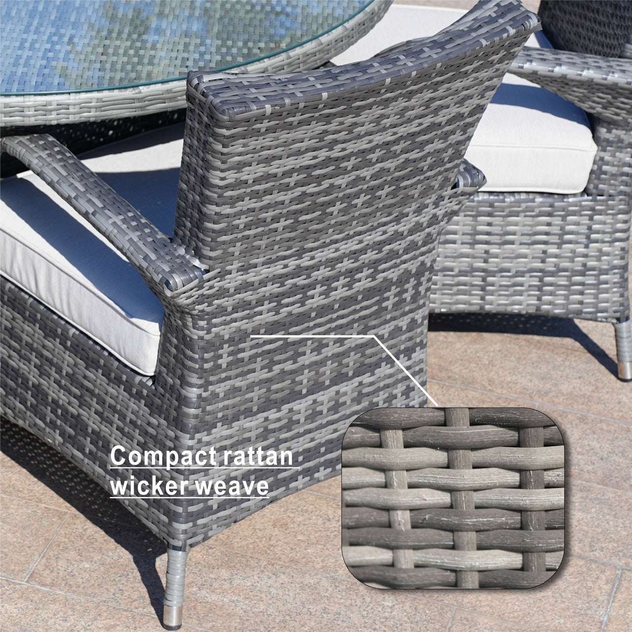 Details of Direct Wicker's 6 Seats Round Dining Set