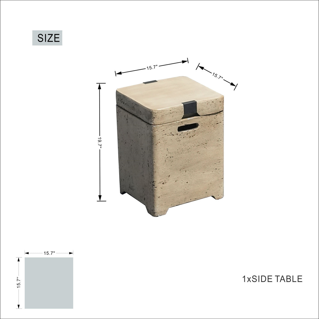 Firepit Table Set with Stainless Steel Ice Bucket & Gas Tank Side Table PAG-2355