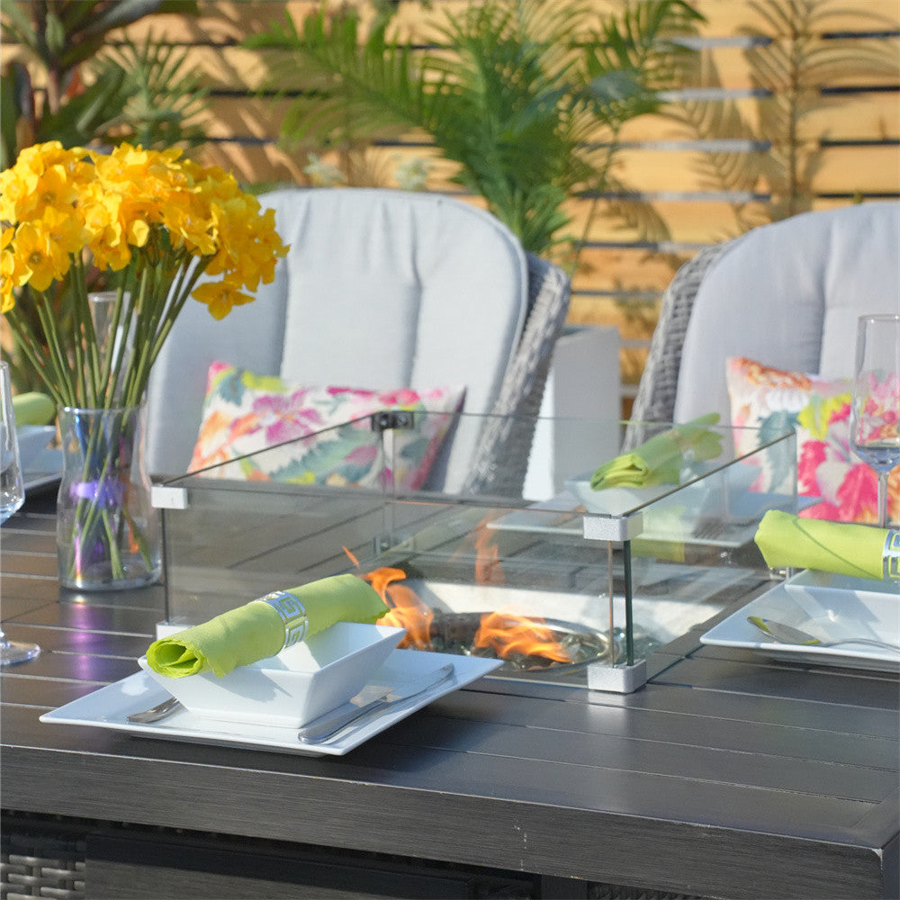 Details of 6 Seats Rectangular Patio Firepit Table