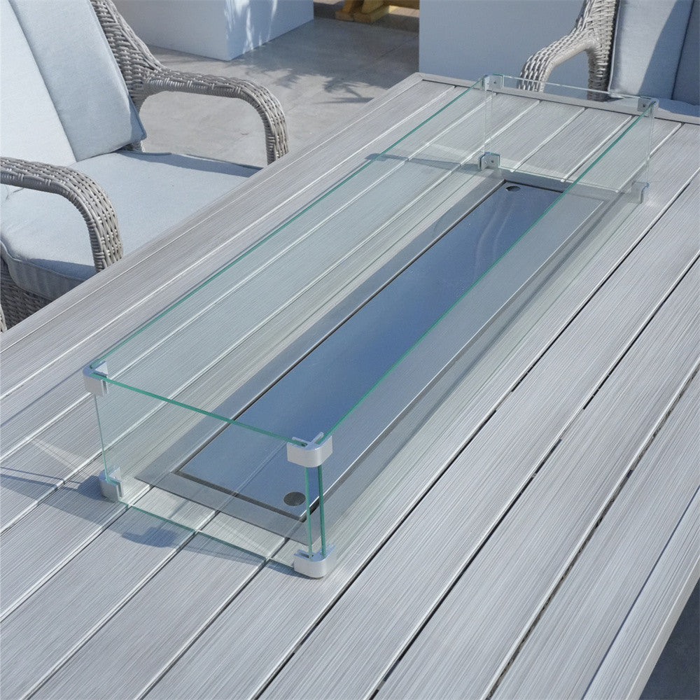 Details of 6 Seats Rectangular Patio Firepit Table