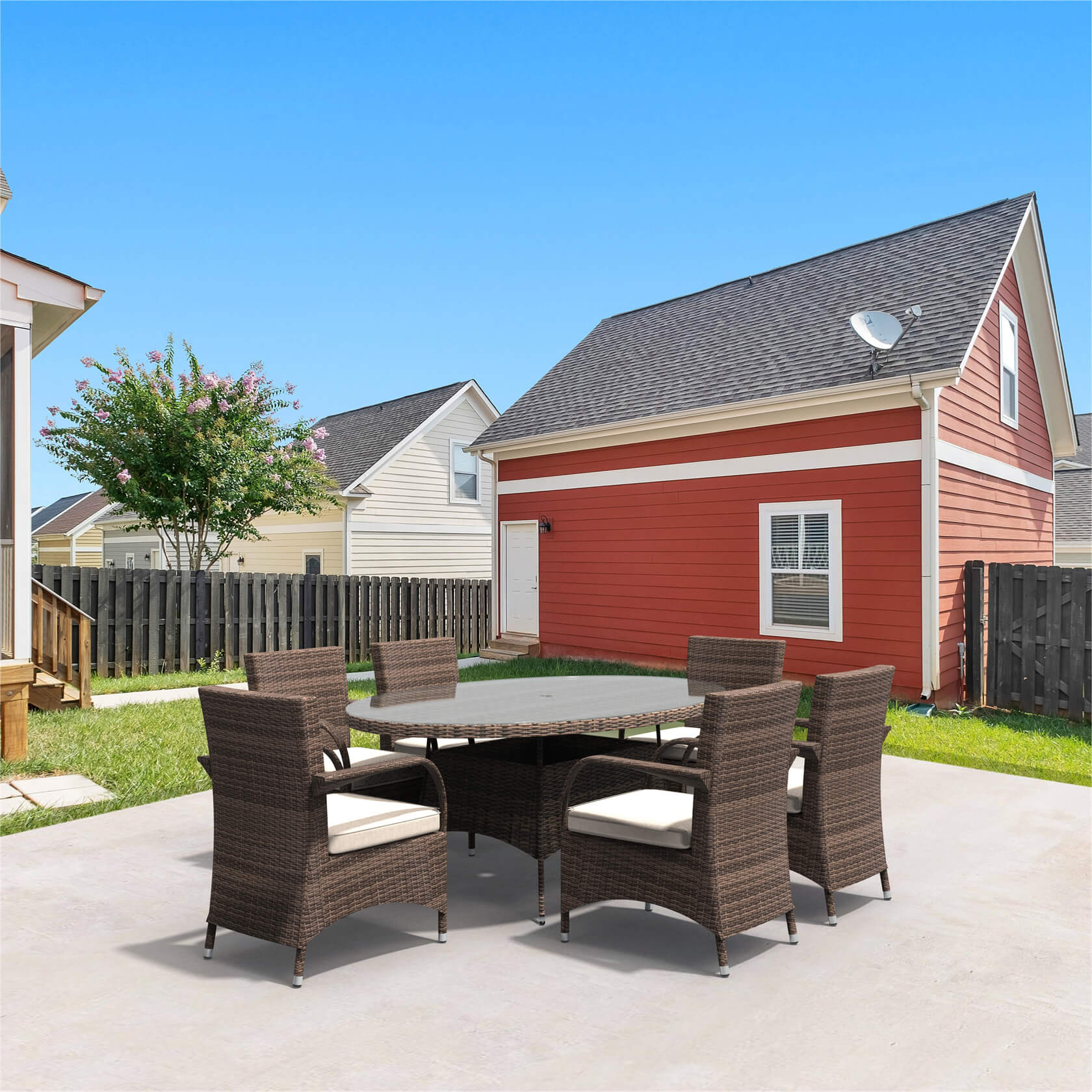 Hampton 6-Seat Outdoor Dining Set – Oval Dining Table (PAD-1713+1122)