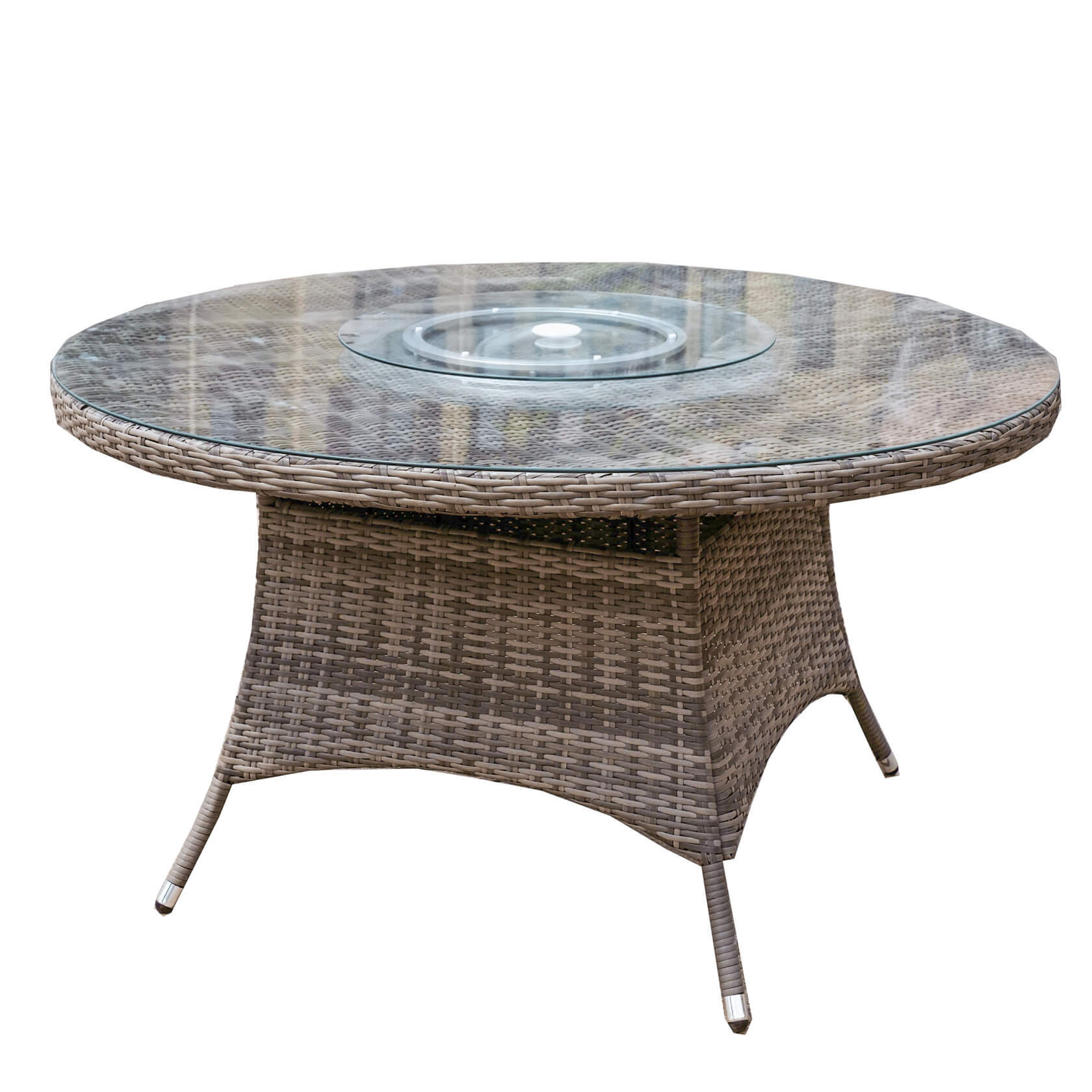 Hampton 6-Seat Outdoor Dining Set – Round Dining Table with Glass Turntable (PAD-1711+1122)