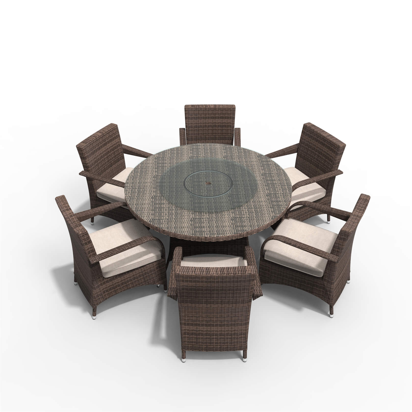 Hampton 6-Seat Outdoor Dining Set – Round Dining Table with Glass Turntable (PAD-1711+1122)