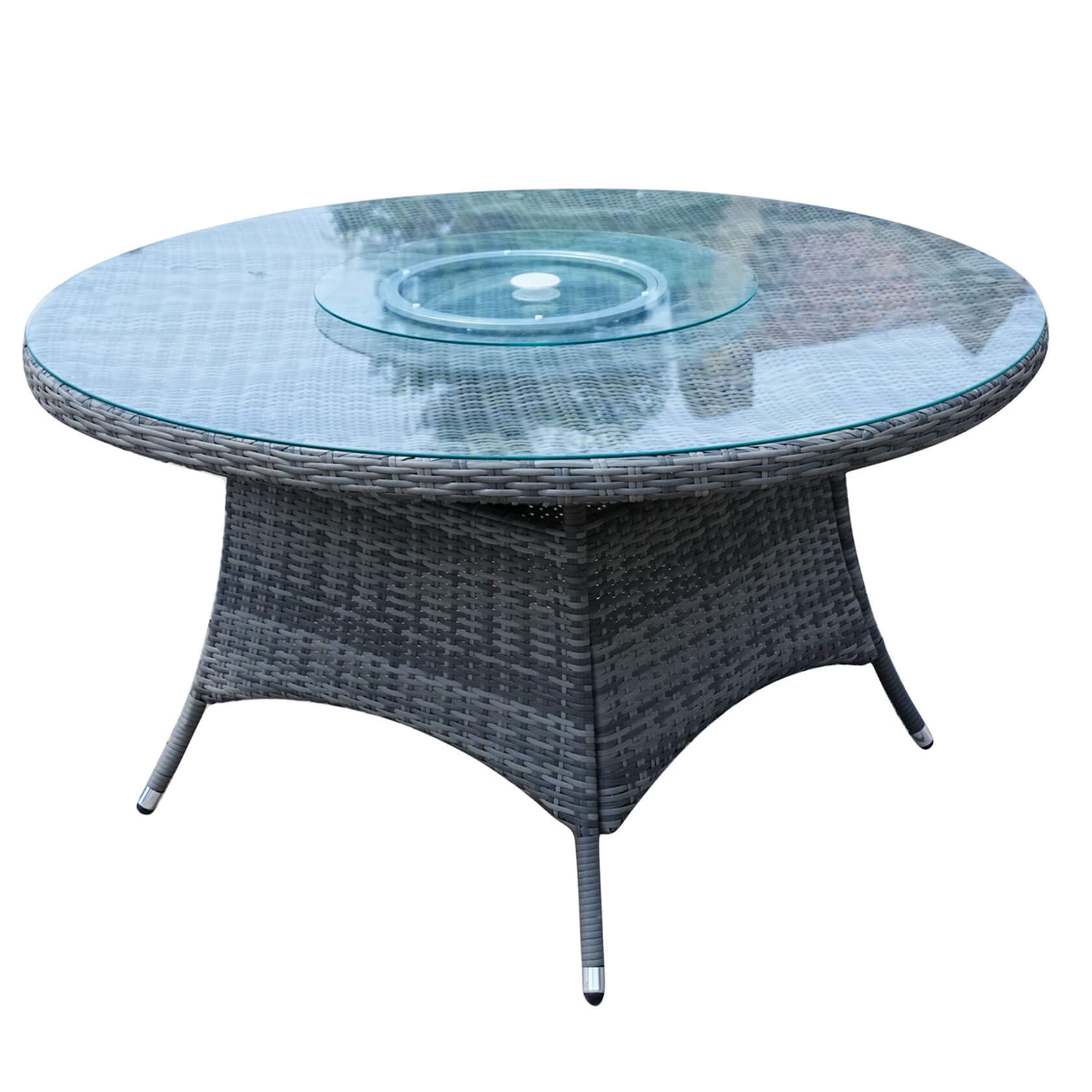 Hampton 6-Seat Outdoor Dining Set – Round Dining Table with Glass Turntable (PAD-1711+1122)