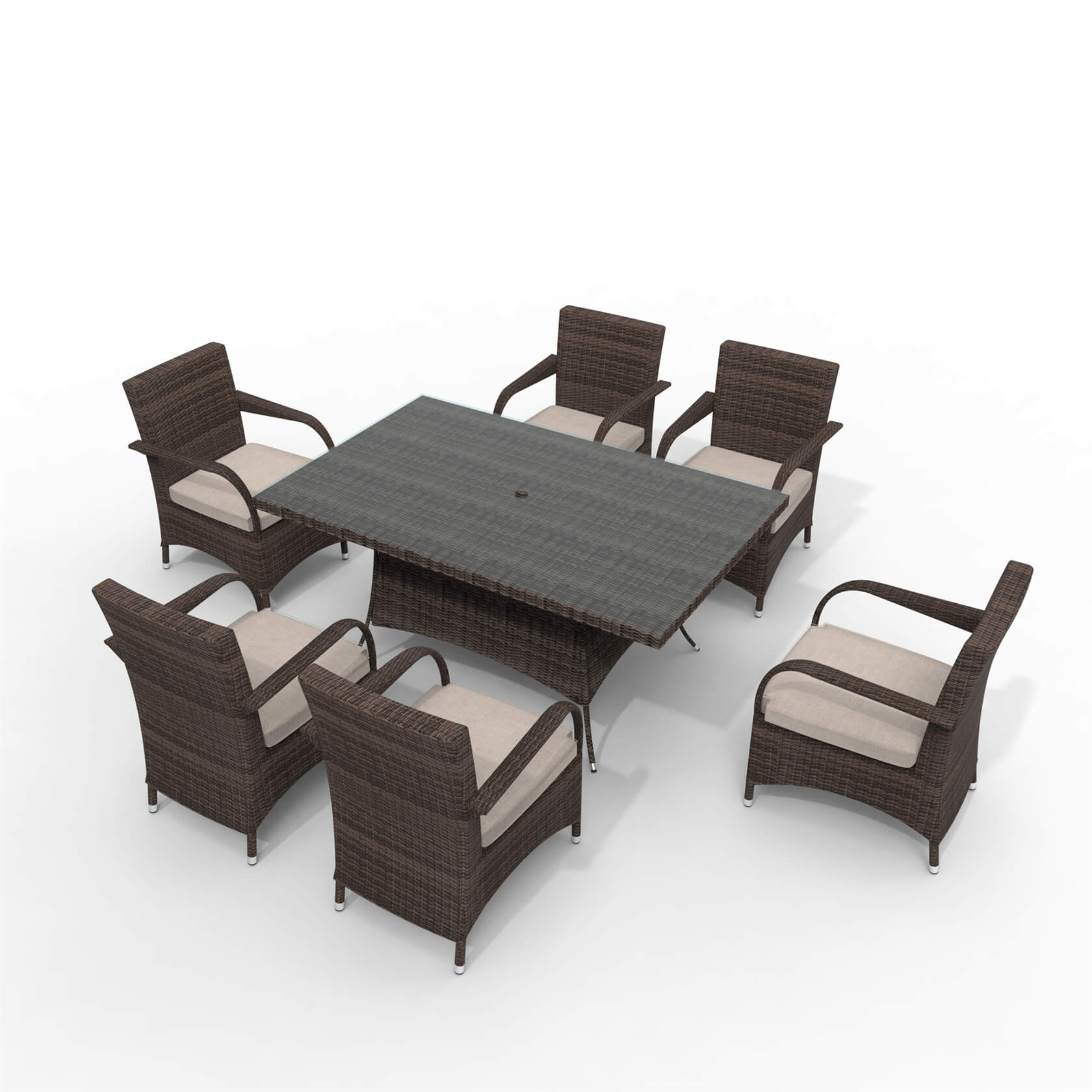 Hampton 6-Seat Outdoor Dining Set with Rectangular Dining Table (PAD-1712+1122)