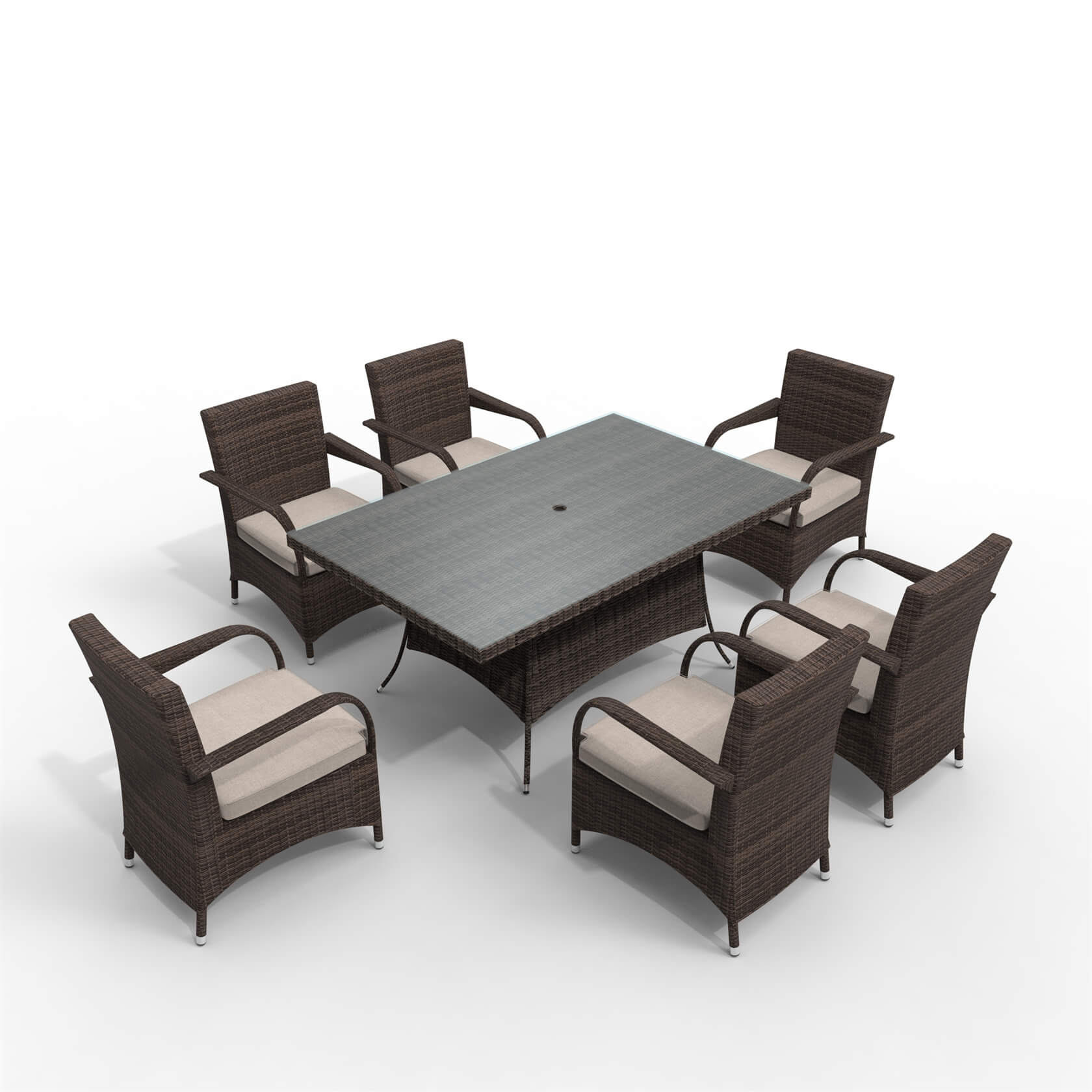 Hampton 6-Seat Outdoor Dining Set with Rectangular Dining Table (PAD-1712+1122)