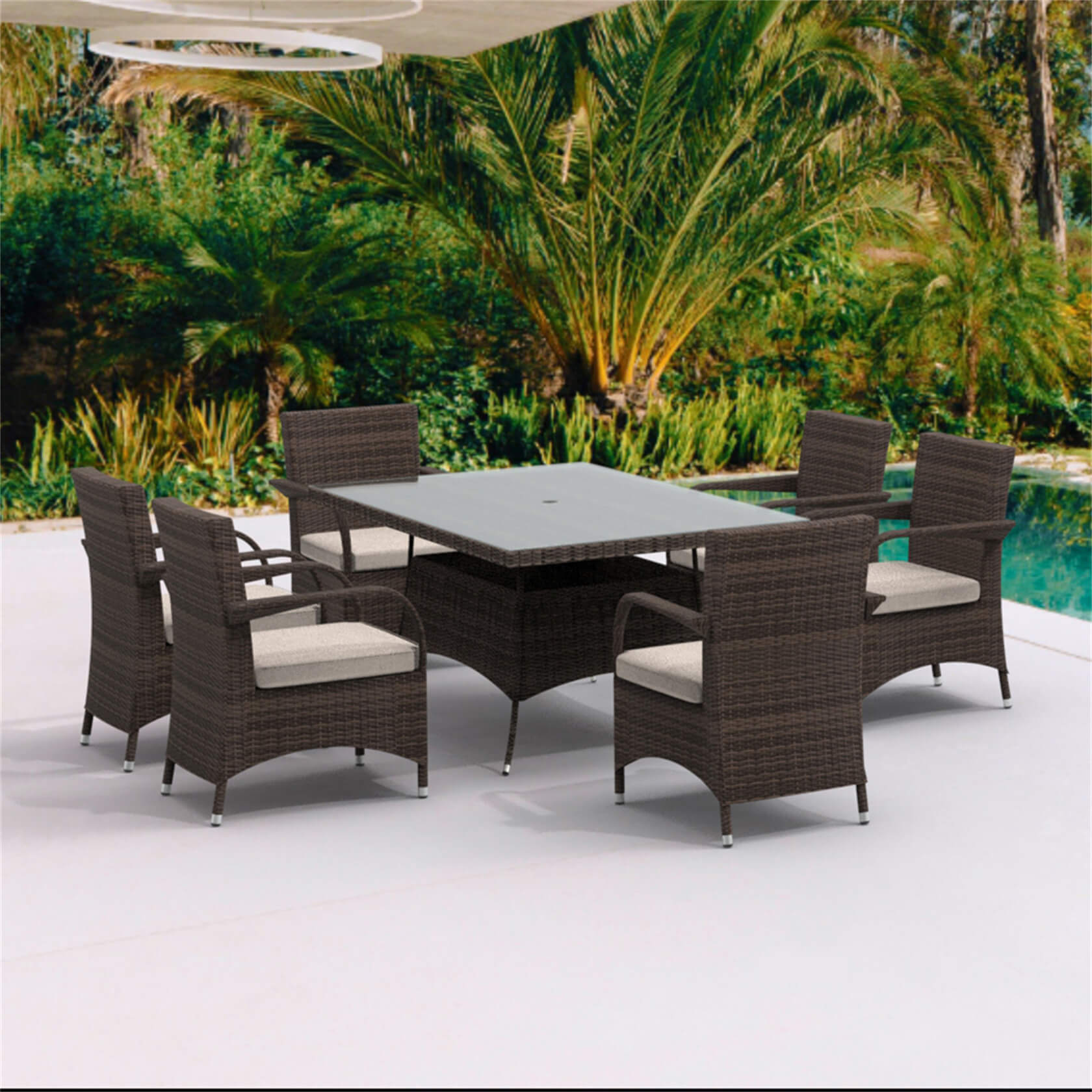 Hampton 6-Seat Outdoor Dining Set with Rectangular Dining Table (PAD-1712+1122)