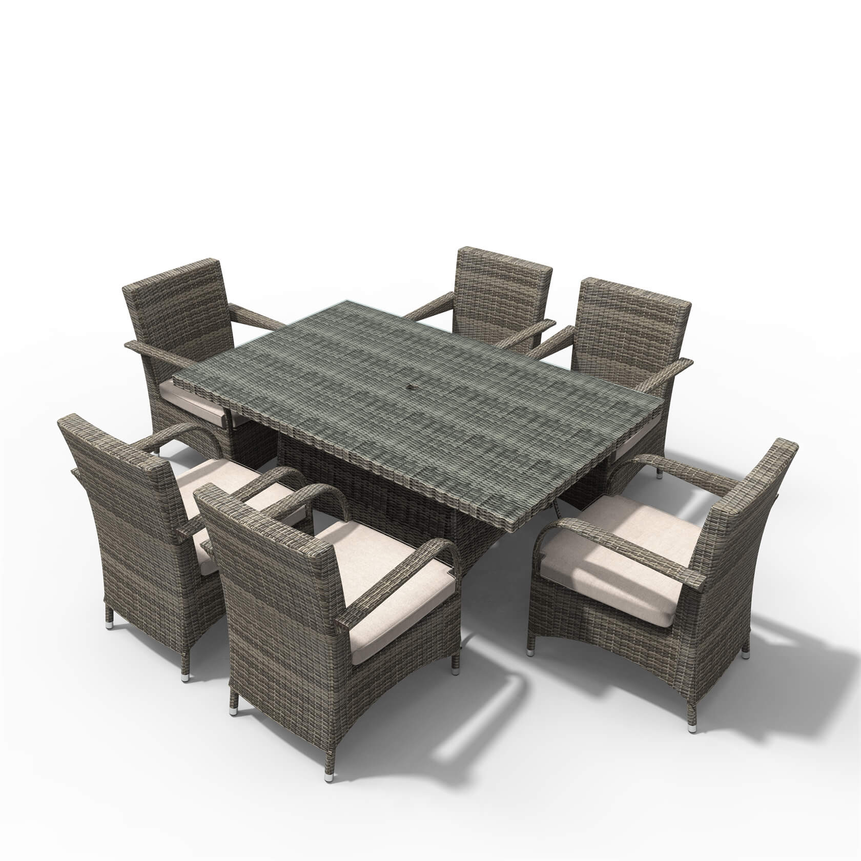 Hampton 6-Seat Outdoor Dining Set with Rectangular Dining Table (PAD-1712+1122)