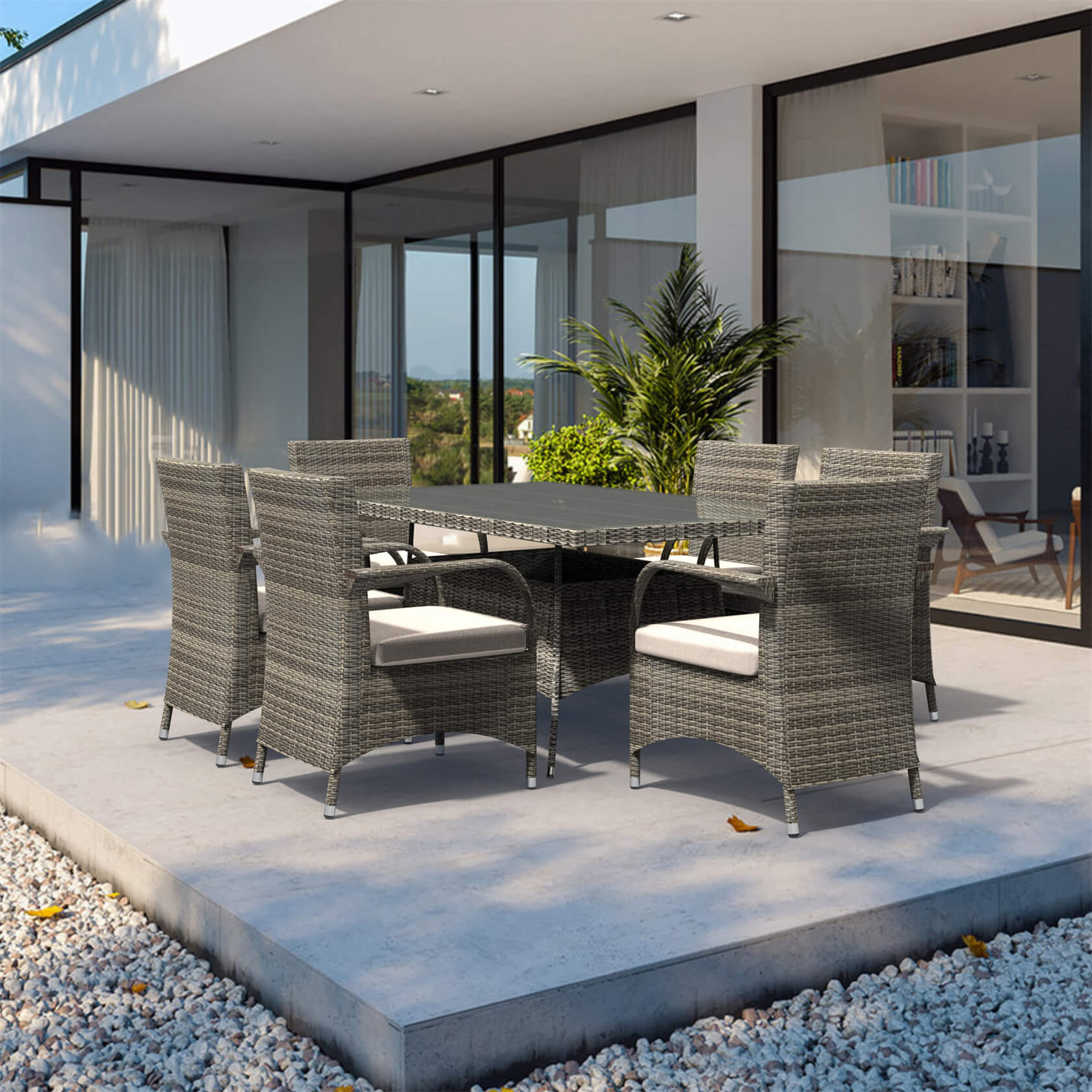 Hampton 6-Seat Outdoor Dining Set with Rectangular Dining Table (PAD-1712+1122)