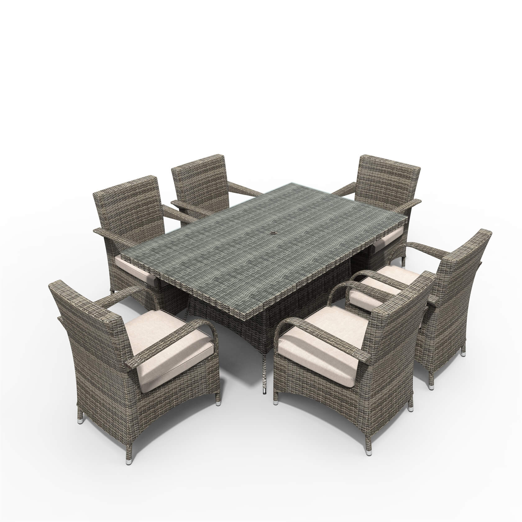 Hampton 6-Seat Outdoor Dining Set with Rectangular Dining Table (PAD-1712+1122)