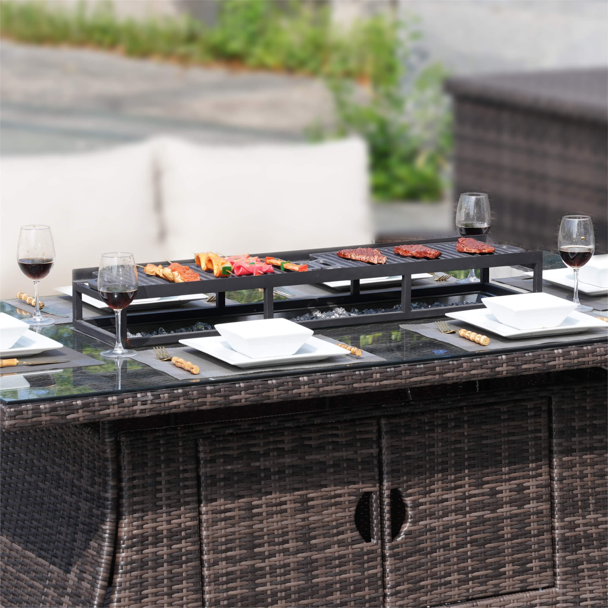 Outdoor BBQ Grill Shelf Set – Includes Grill Rack and 2 Pans for PAG-1106 Firepit Tables  (PAB-001)