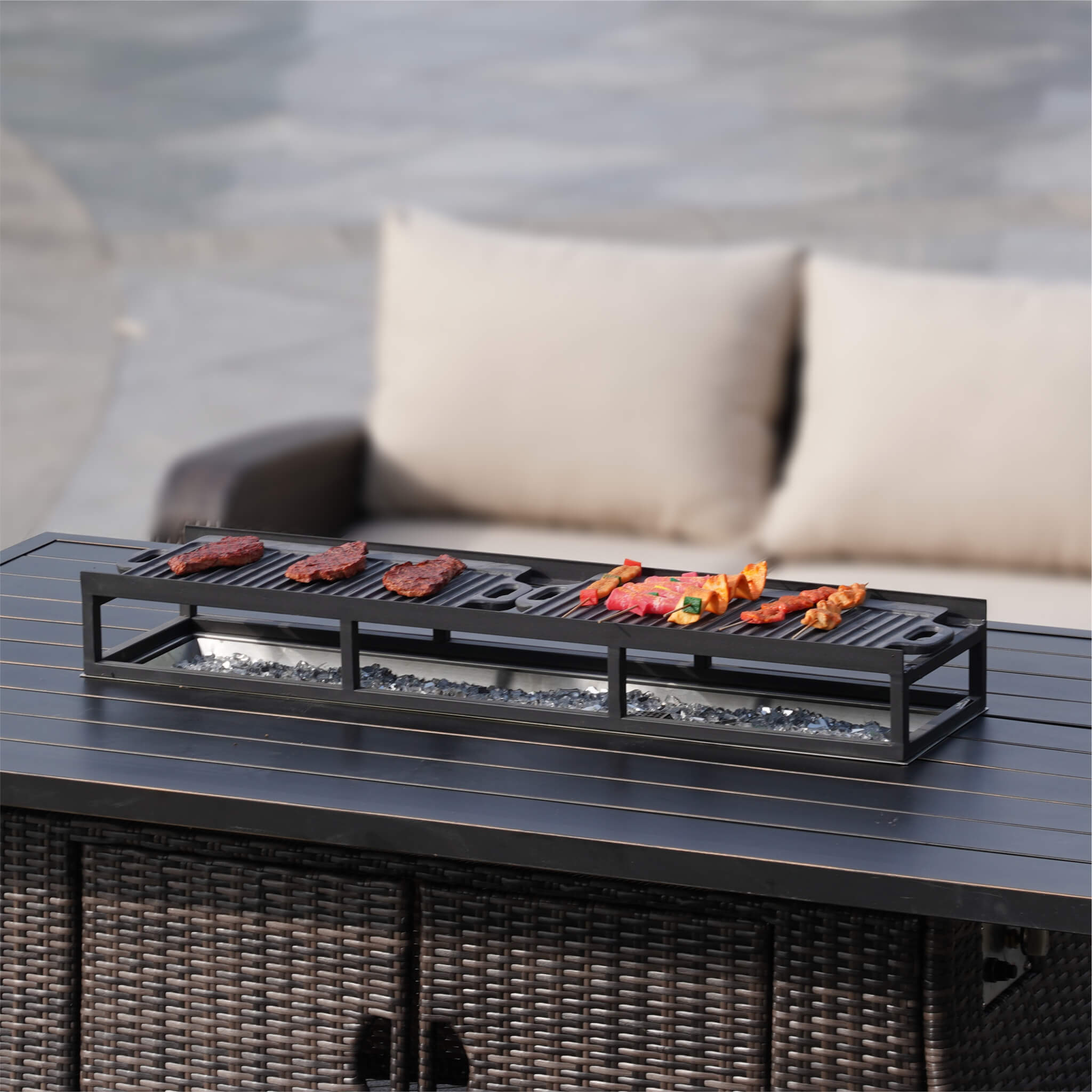 Outdoor BBQ Grill Shelf Set – Includes Grill Rack and 2 Pans for PAG-1106 Firepit Tables  (PAB-001)