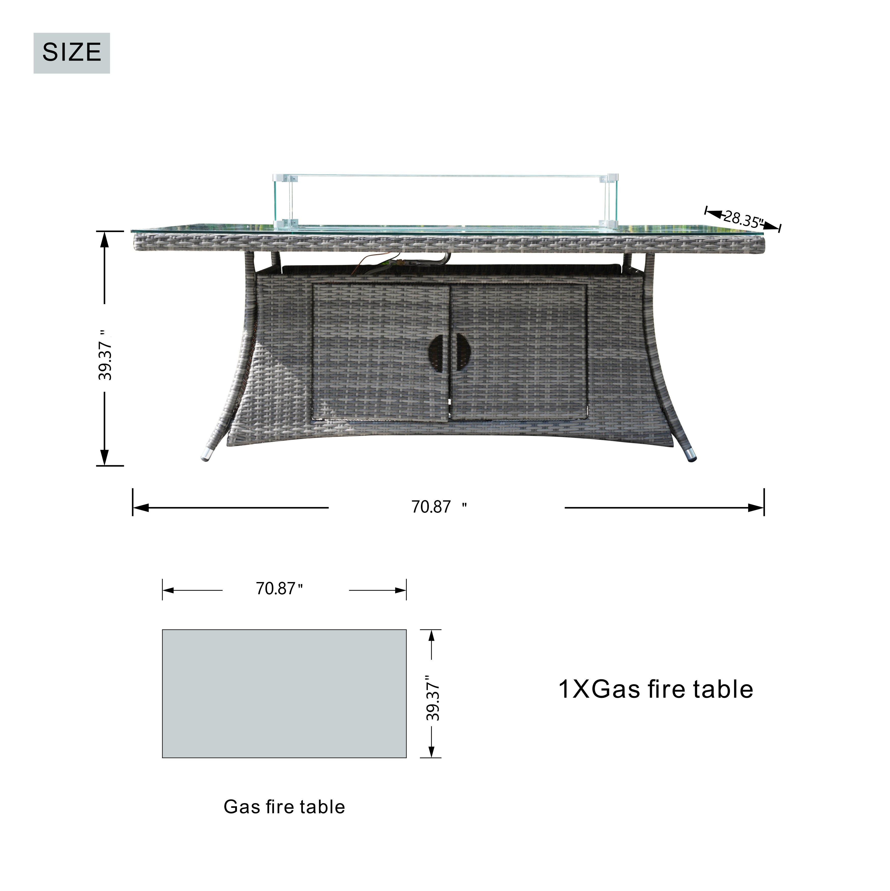 6-Seat Rectangular Fire Pit Table (PAG-1106R-T)