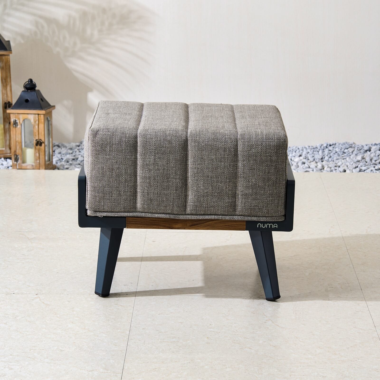 Pre-Order Numa-Style Lunar Small Footstool with Teak Accents – Set of 2