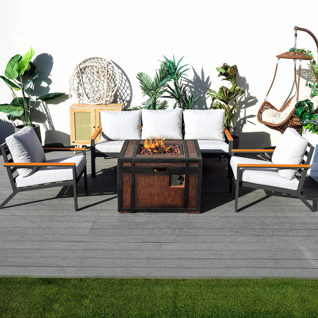 Direct Wicker sofa set with stove table