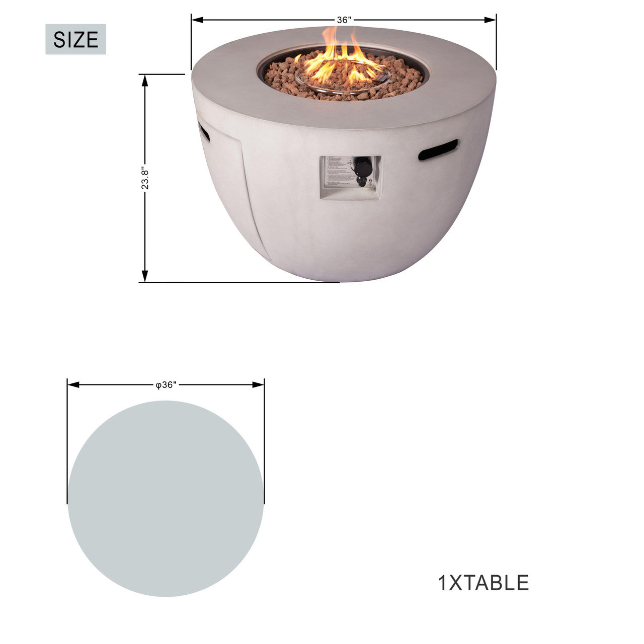 Stove table:φ36"*H23.8"