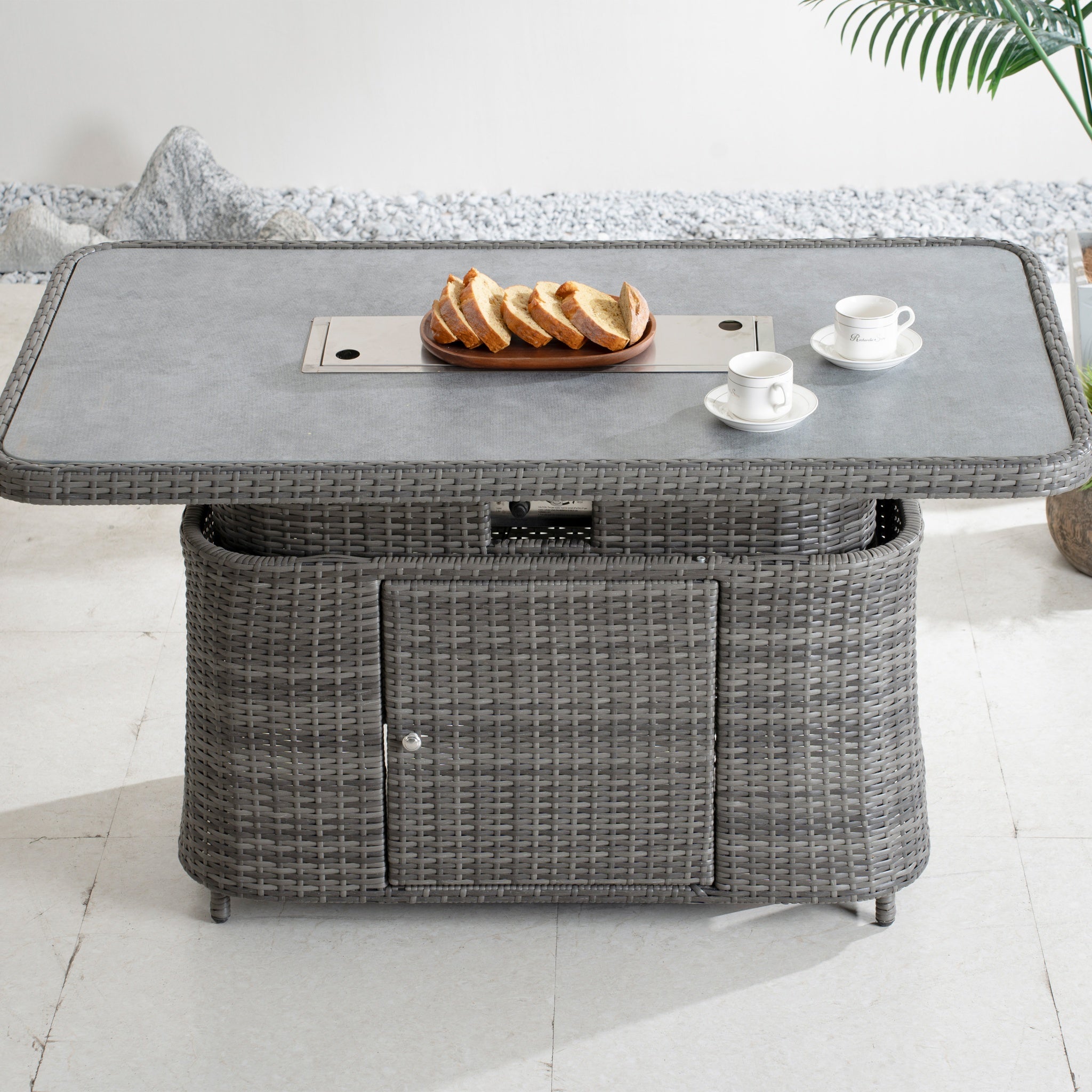 Aluminum Adjustable Fire Pit Table with Tempered Glass Top (PAG-2403RT)