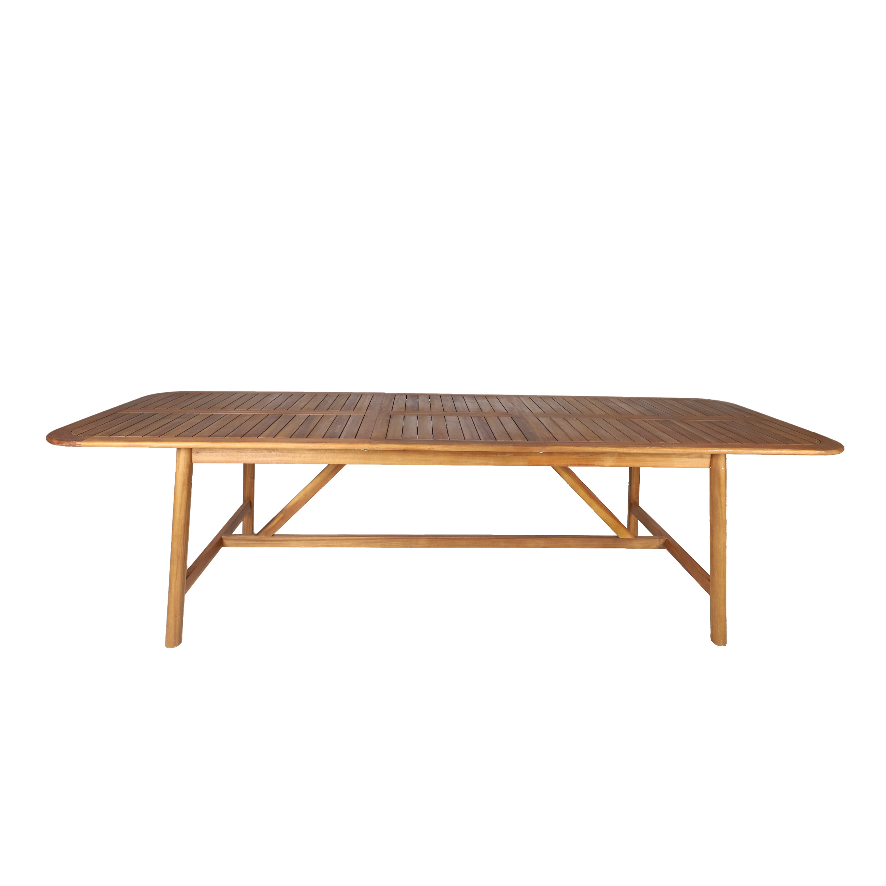 Expandable Solid Acacia Wood Dining Table – 86”–109” Rustic Outdoor Table