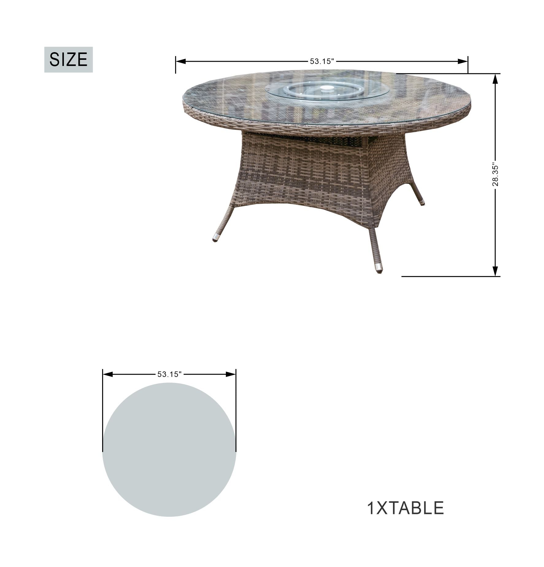 Ravenna 6-Seat Outdoor Dining Set – Round Dining Table with Glass Turntable (PAD-1711+010)
