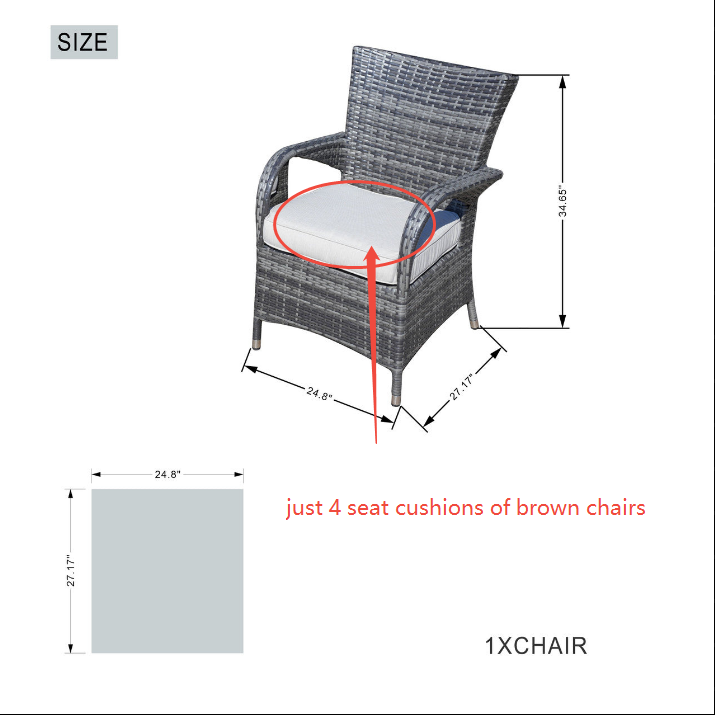 Four replacement for brown PAD-1122 seat cushions