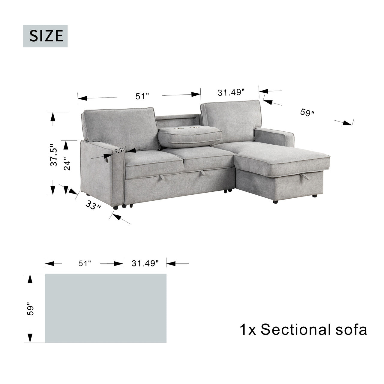 L-shaped indoor combination sofa can be pulled to form a bed
